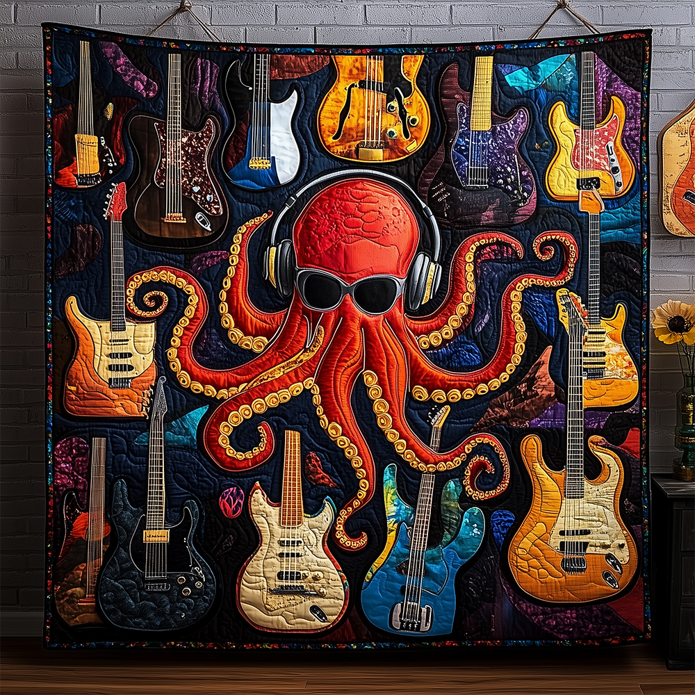 Octopus Guitar Quilted Blanket GFTOTL2294