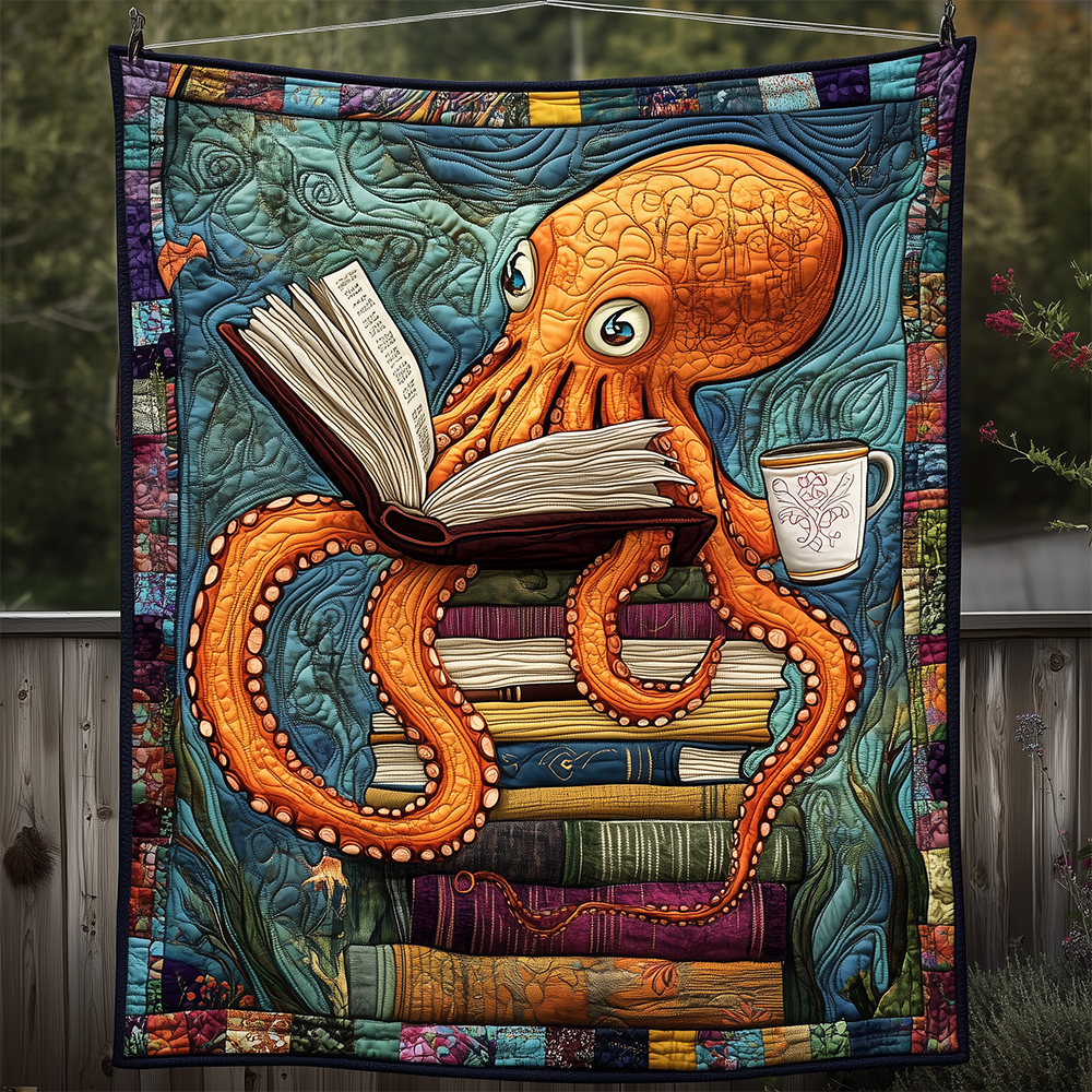 Reading Octopus Quilted Blanket GFTOTL2303