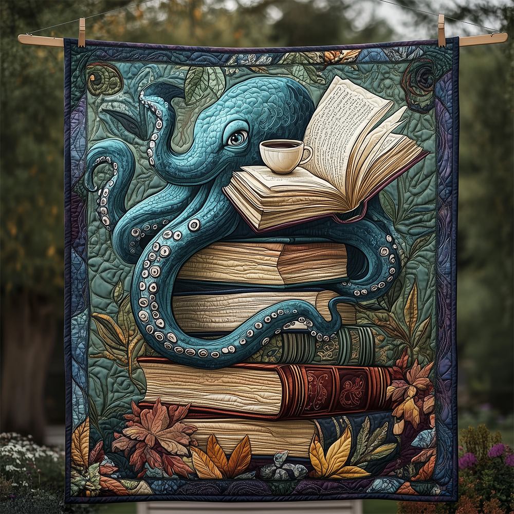 Reading Octopus Quilted Blanket GFTOTL2306