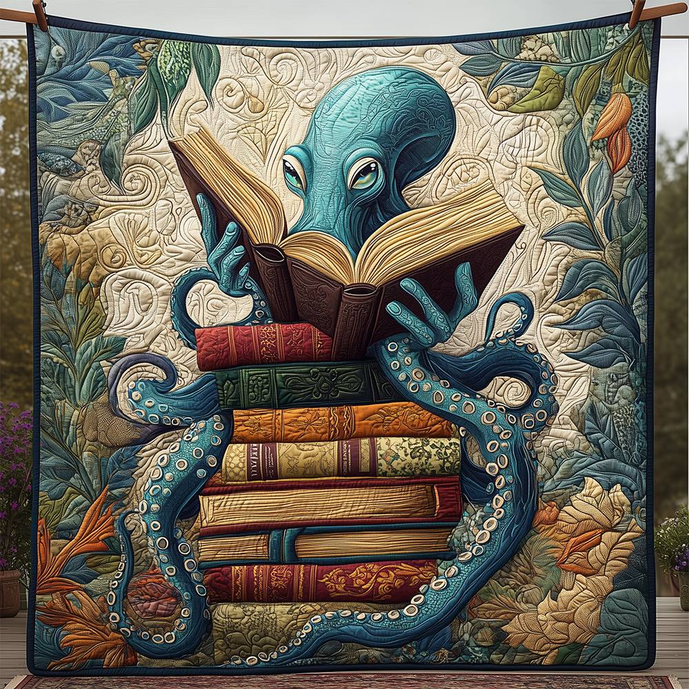 Reading Octopus Quilted Blanket GFTOTL2307