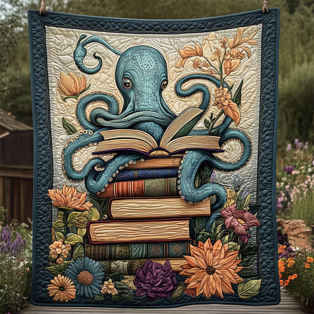 Reading Octopus Quilted Blanket GFTOTL2309