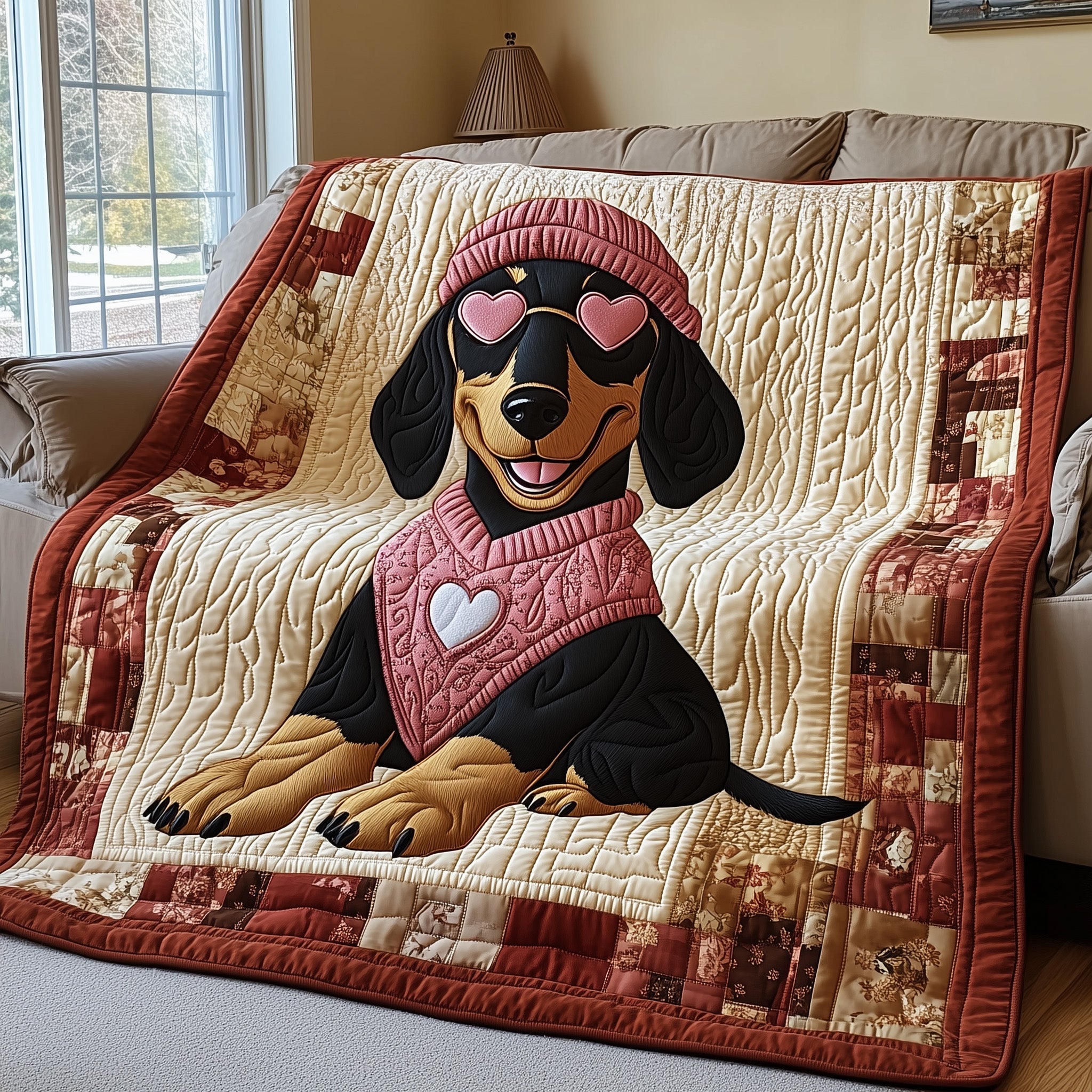 Sausage Dachshund Quilted Blanket GFTOTL2318