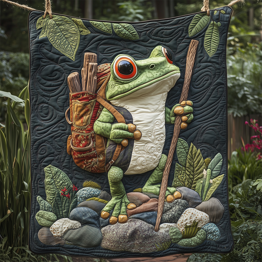 Hiking Frog Quilted Blanket GFTOTL2348