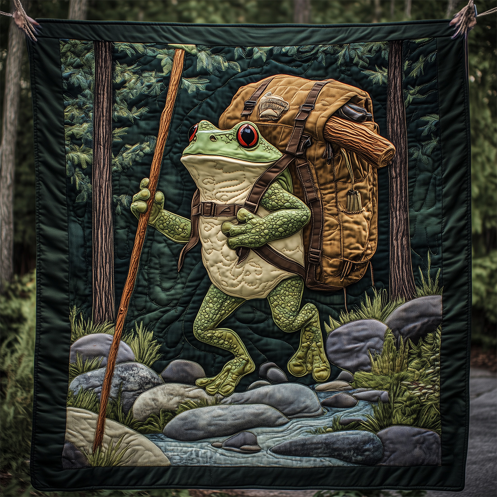 Hiking Frog Quilted Blanket GFTOTL2349