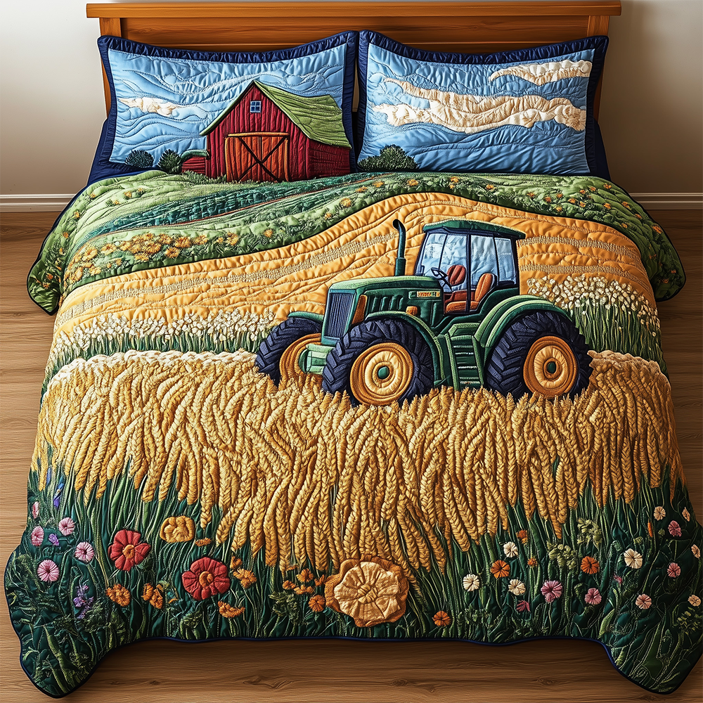 Tractor 3-Piece Quilted Bedding Set GFTOTL2405