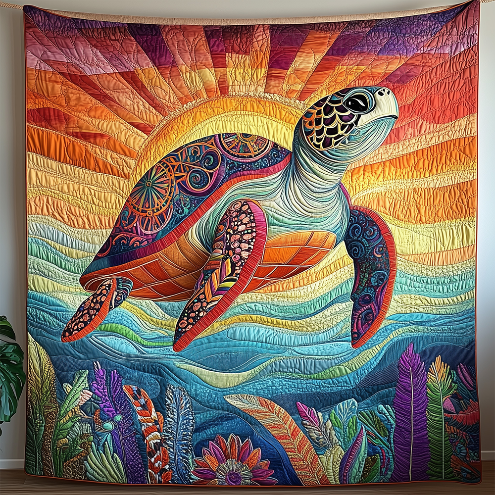 Awakening of the Sea Turtle Quilted Blanket GFTOTL2423