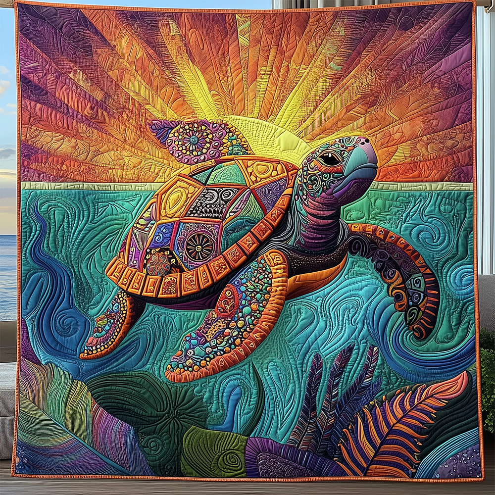 Awakening of the Sea Turtle Quilted Blanket GFTOTL2424
