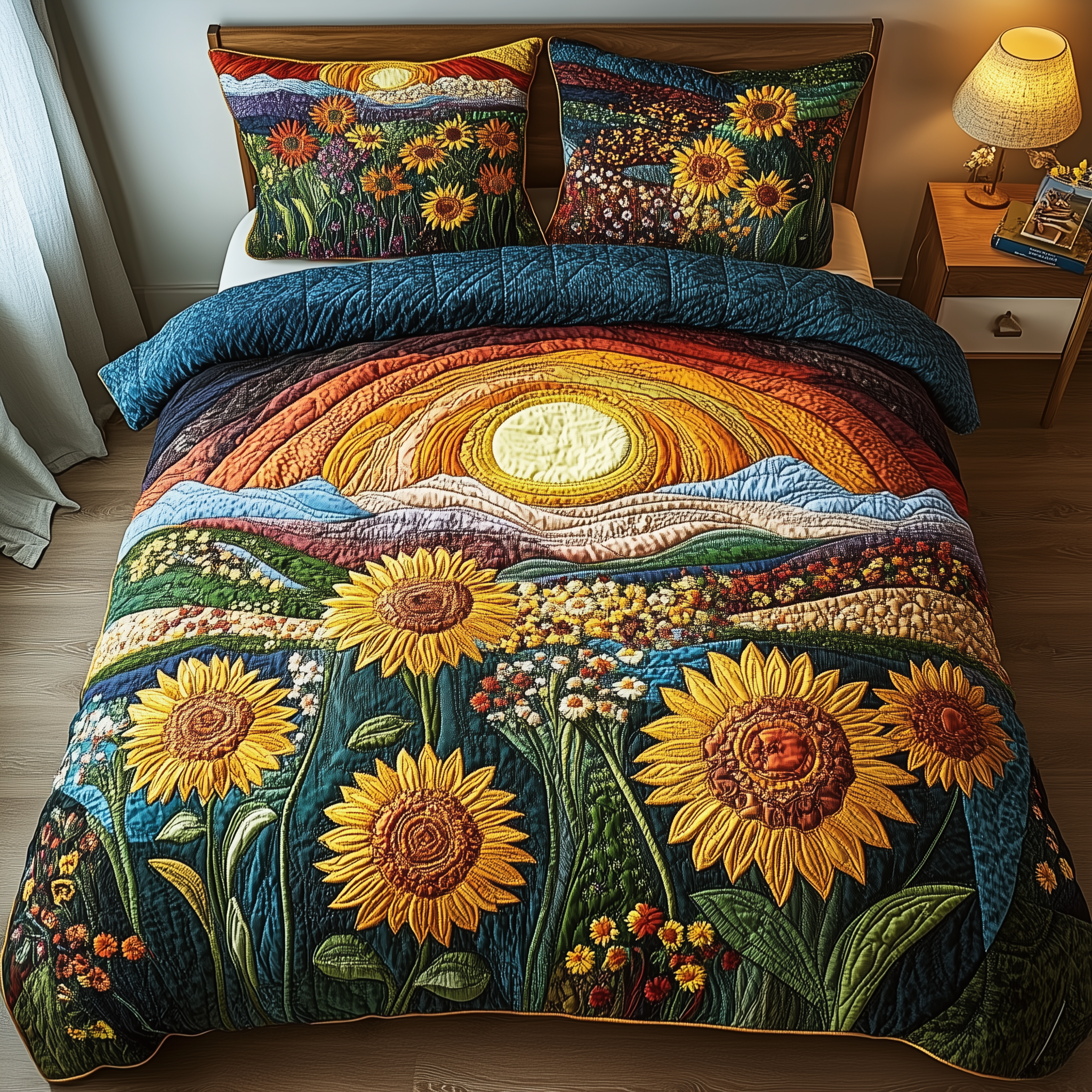 Sunflower Deity 3-Piece Quilted Bedding Set GFTOTL2492