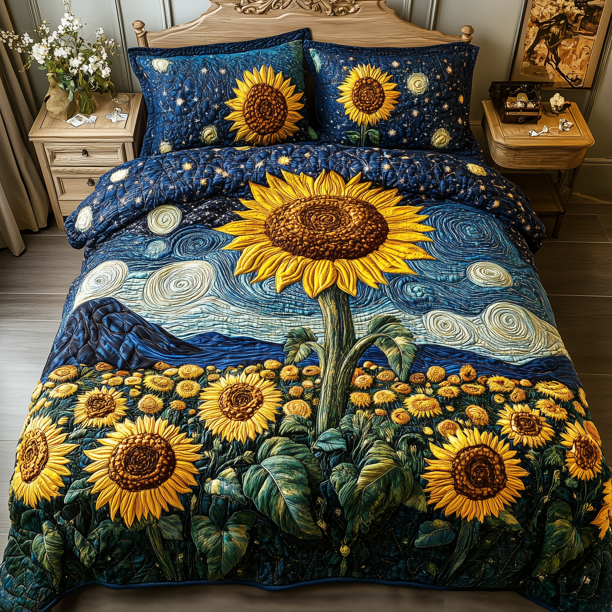 Sunflower Deity 3-Piece Quilted Bedding Set GFTOTL2501