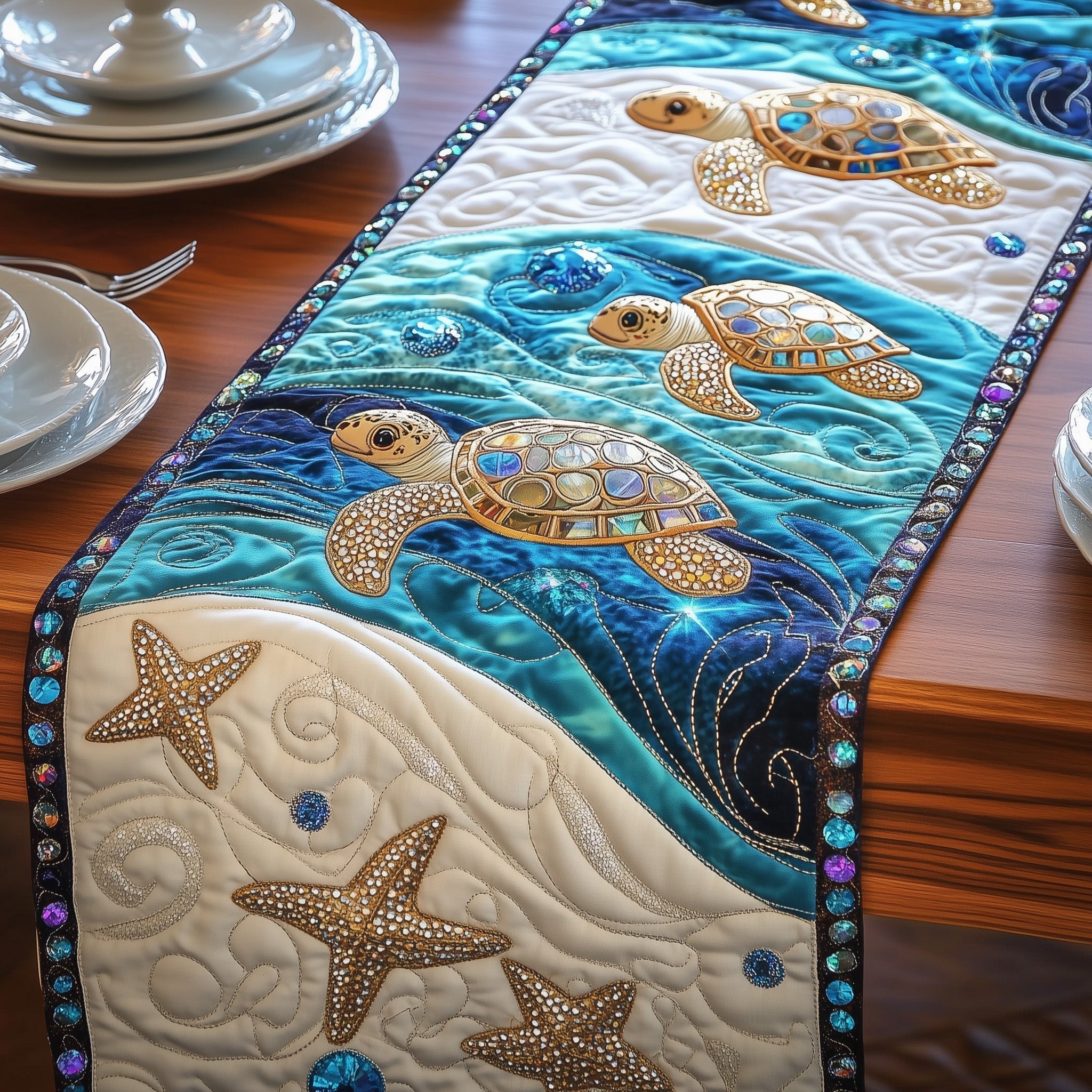 Magical Sea Turtle Quilted Table Runner GFTOTL2544