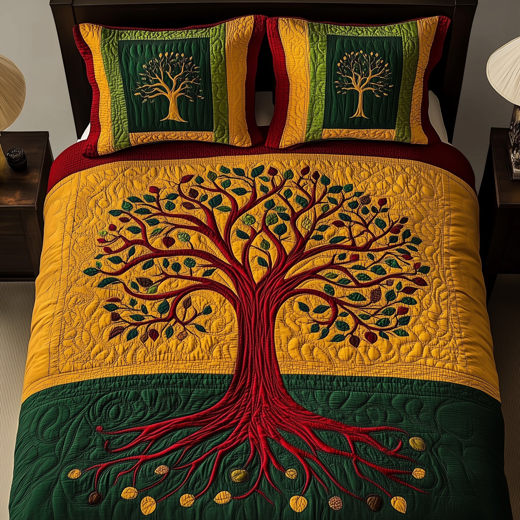 Black History Tree 3-Piece Quilted Bedding Set GFTOTL2553