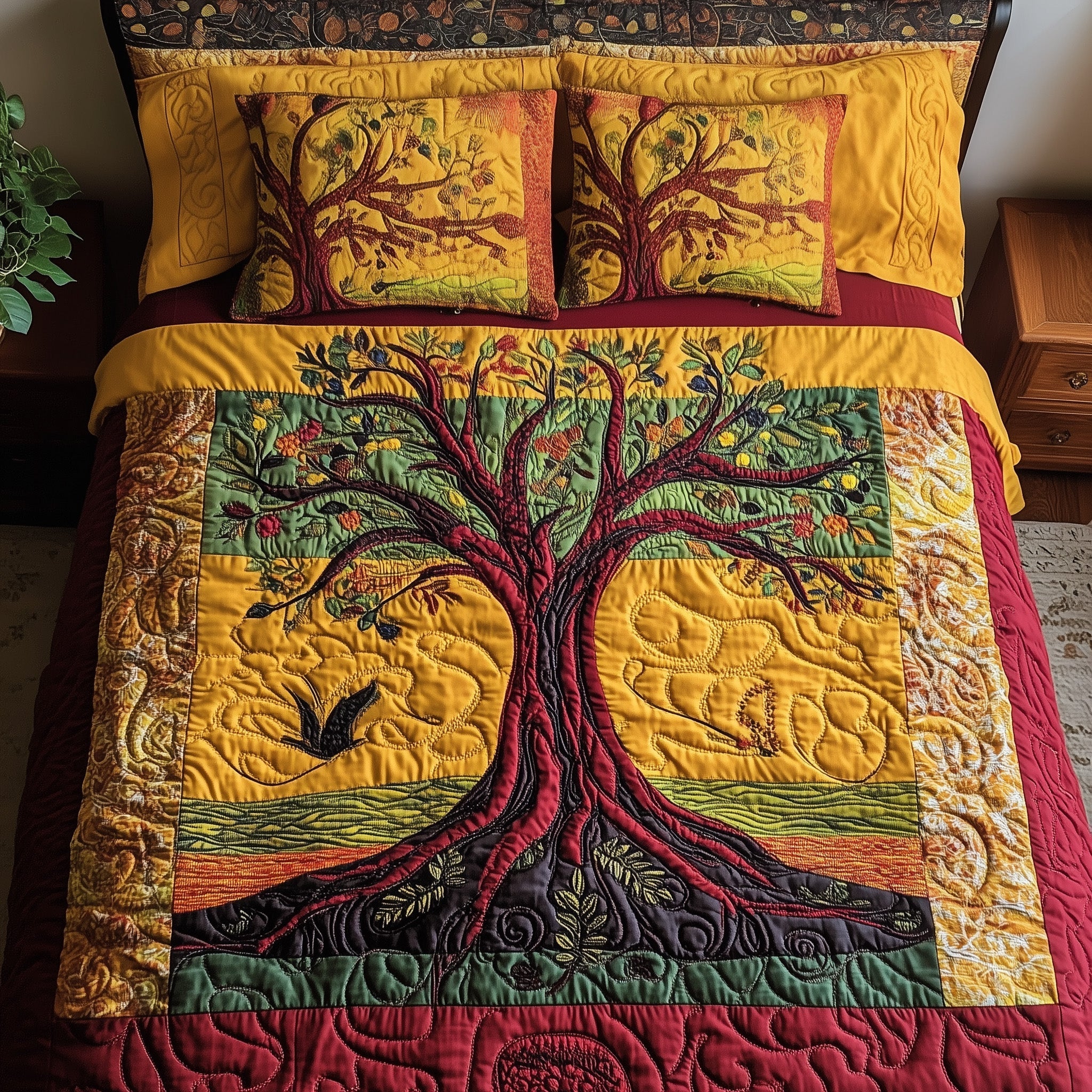 Black History Tree 3-Piece Quilted Bedding Set GFTOTL2558