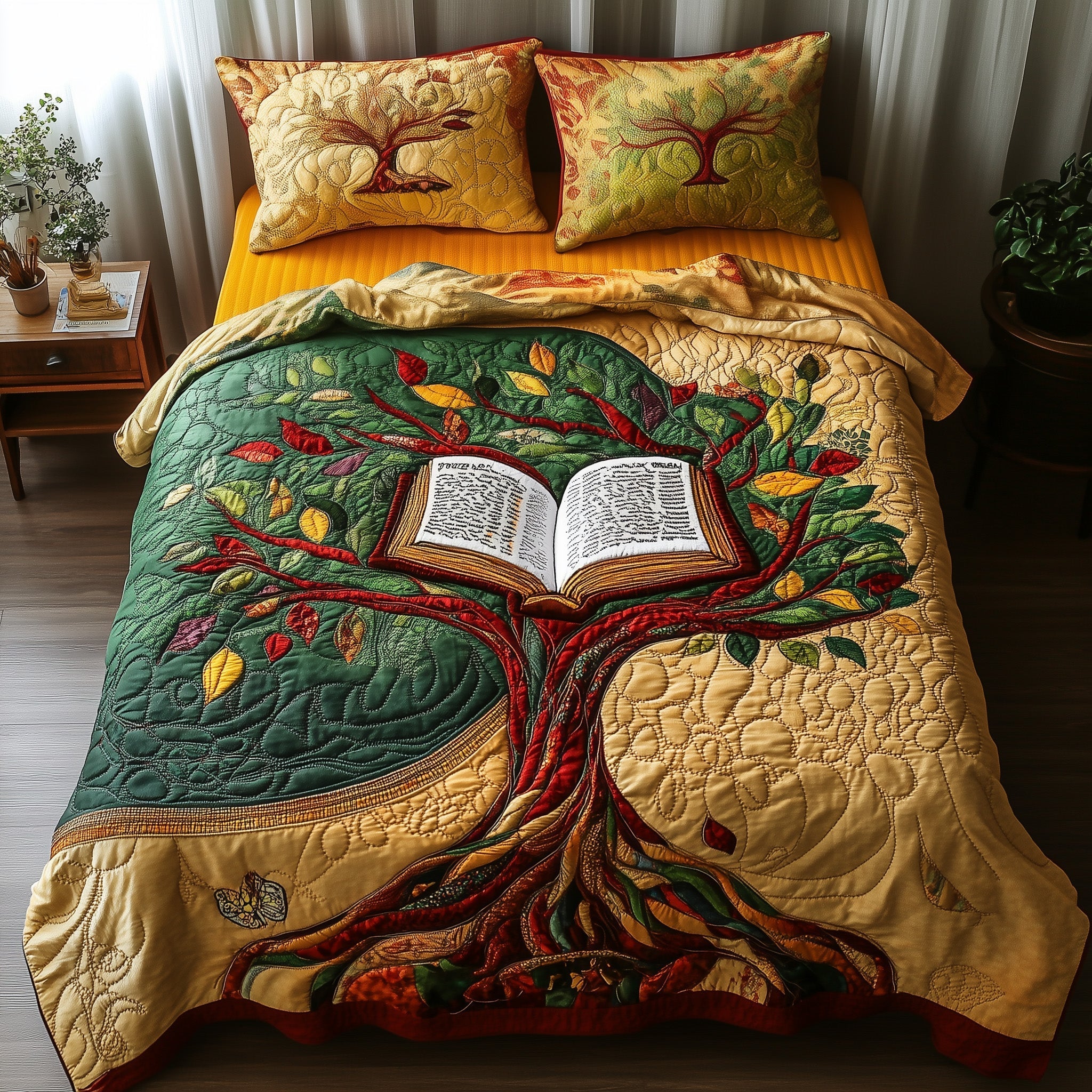 Black History Tree 3-Piece Quilted Bedding Set GFTOTL2560