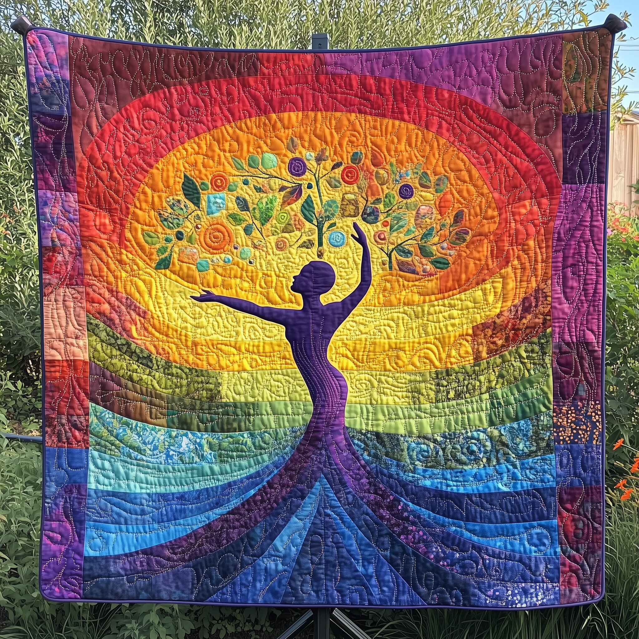 Yoga Chakra Tree of Life Quilted Blanket GFTOTL2643