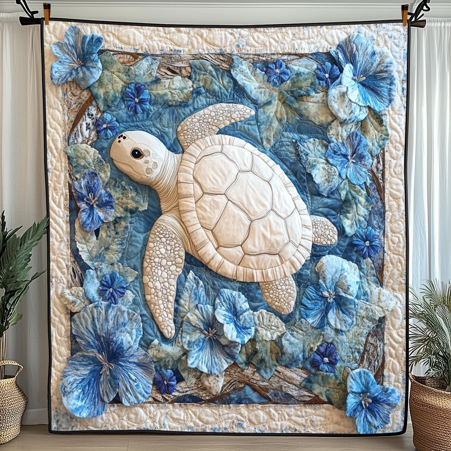 Tropical Blue Turtle Quilted Blanket GFTOTL2969