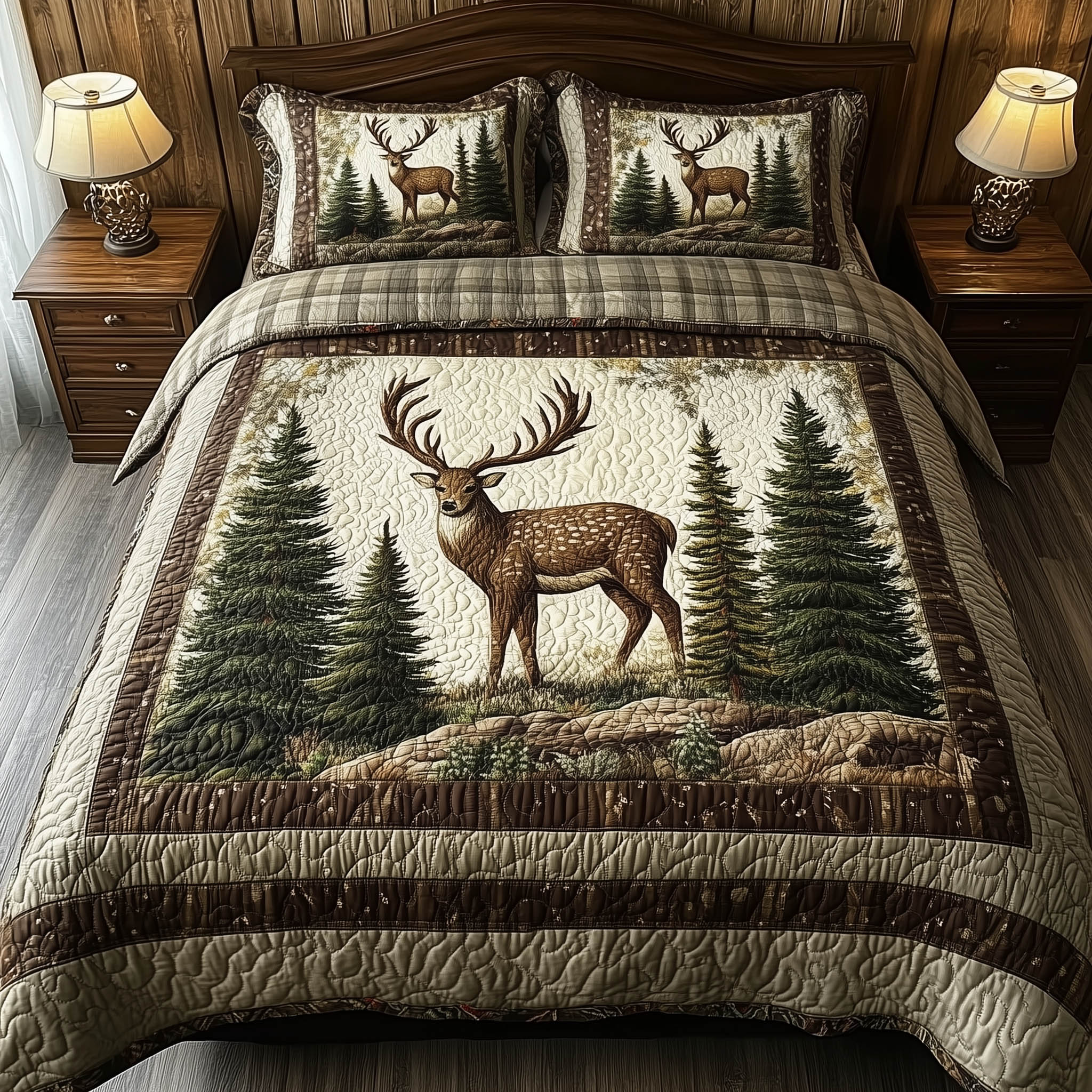 Mountain WildLife 3-Piece Quilted Bedding Set GFTOTL3006