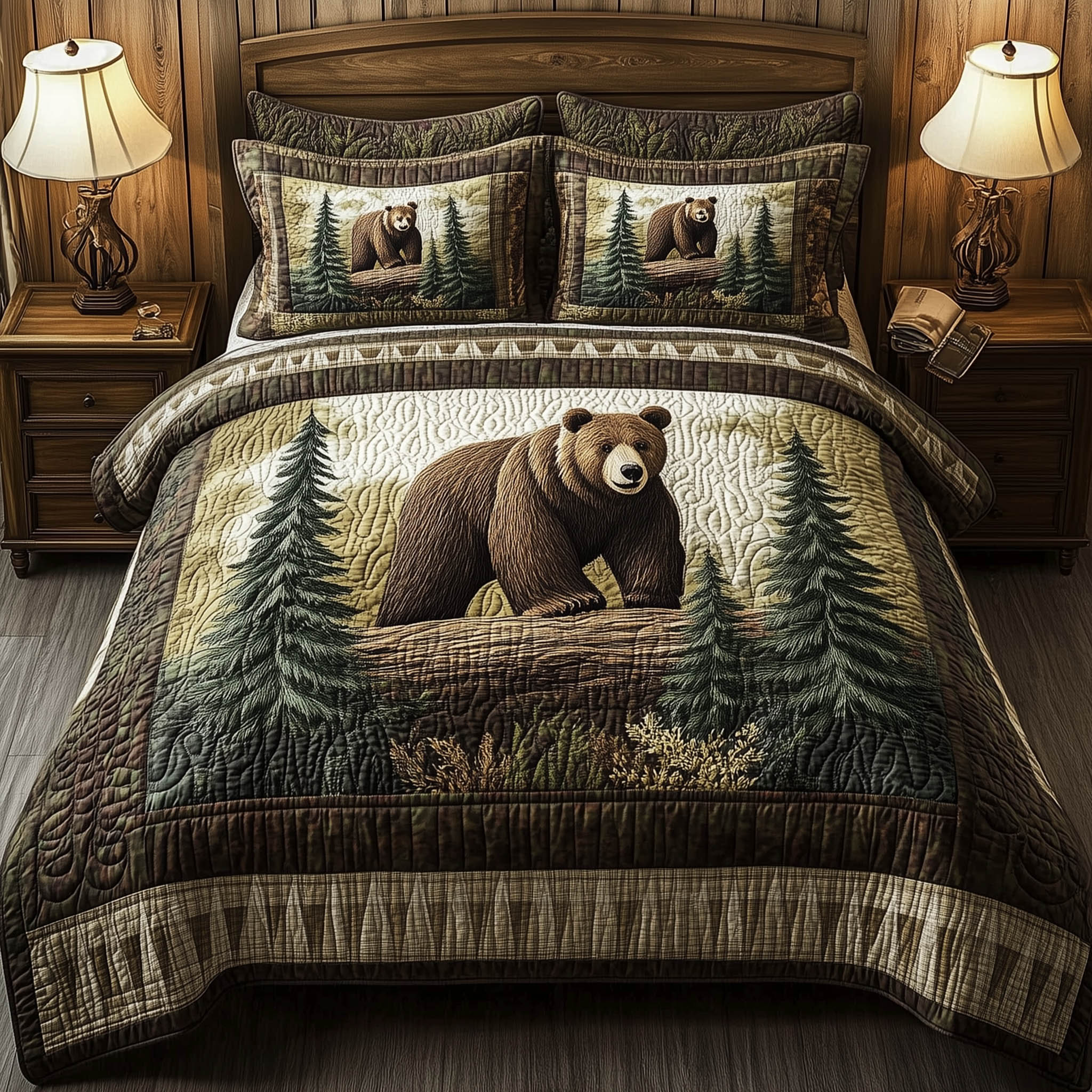 Mountain WildLife 3-Piece Quilted Bedding Set GFTOTL3007