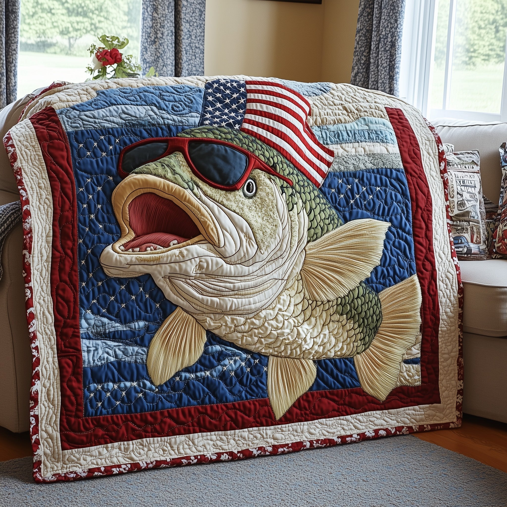 American Hooker Fishing Quilted Blanket GFTOTL3145