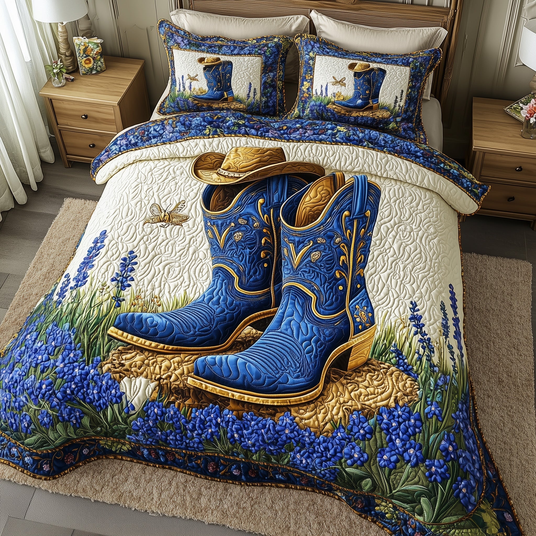 Bluebonnets Charm 3-Piece Quilted Bedding Set GFTOTL3205
