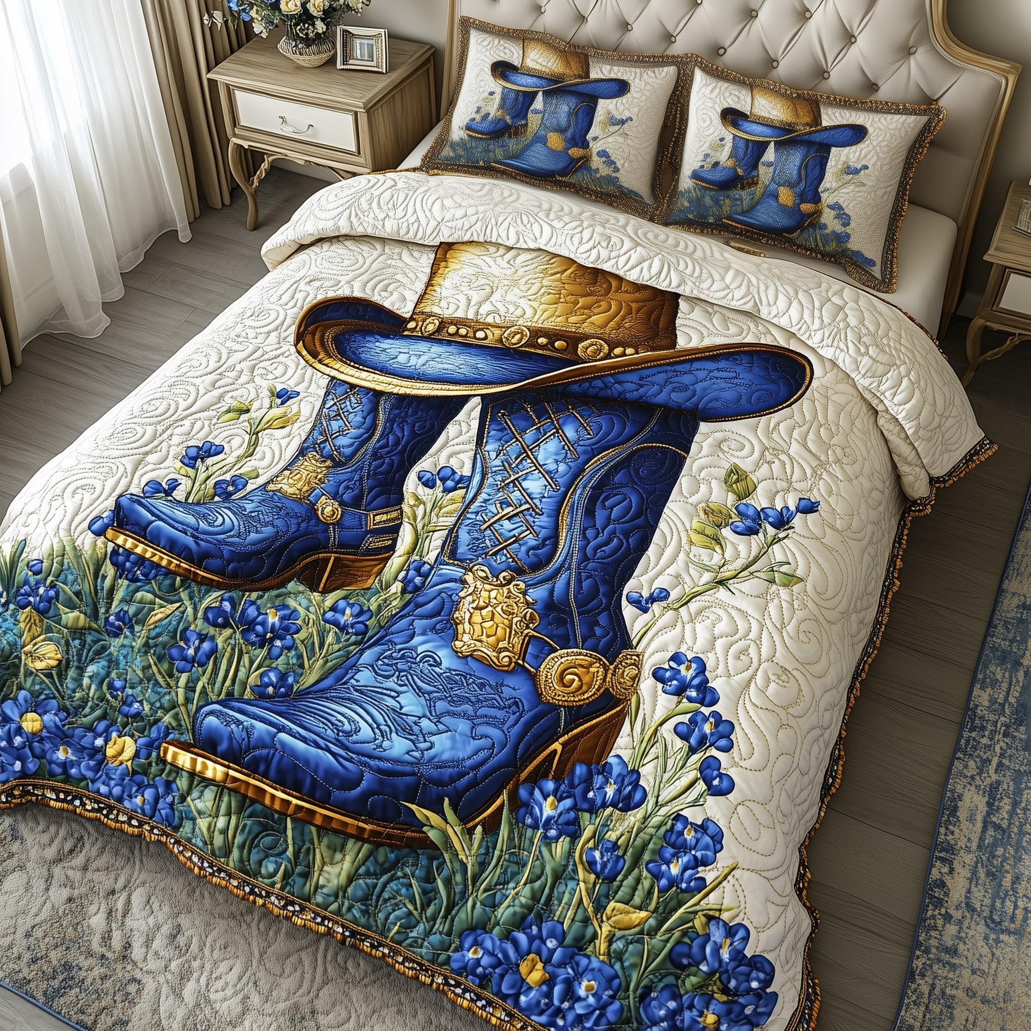 Bluebonnets Charm 3-Piece Quilted Bedding Set GFTOTL3206
