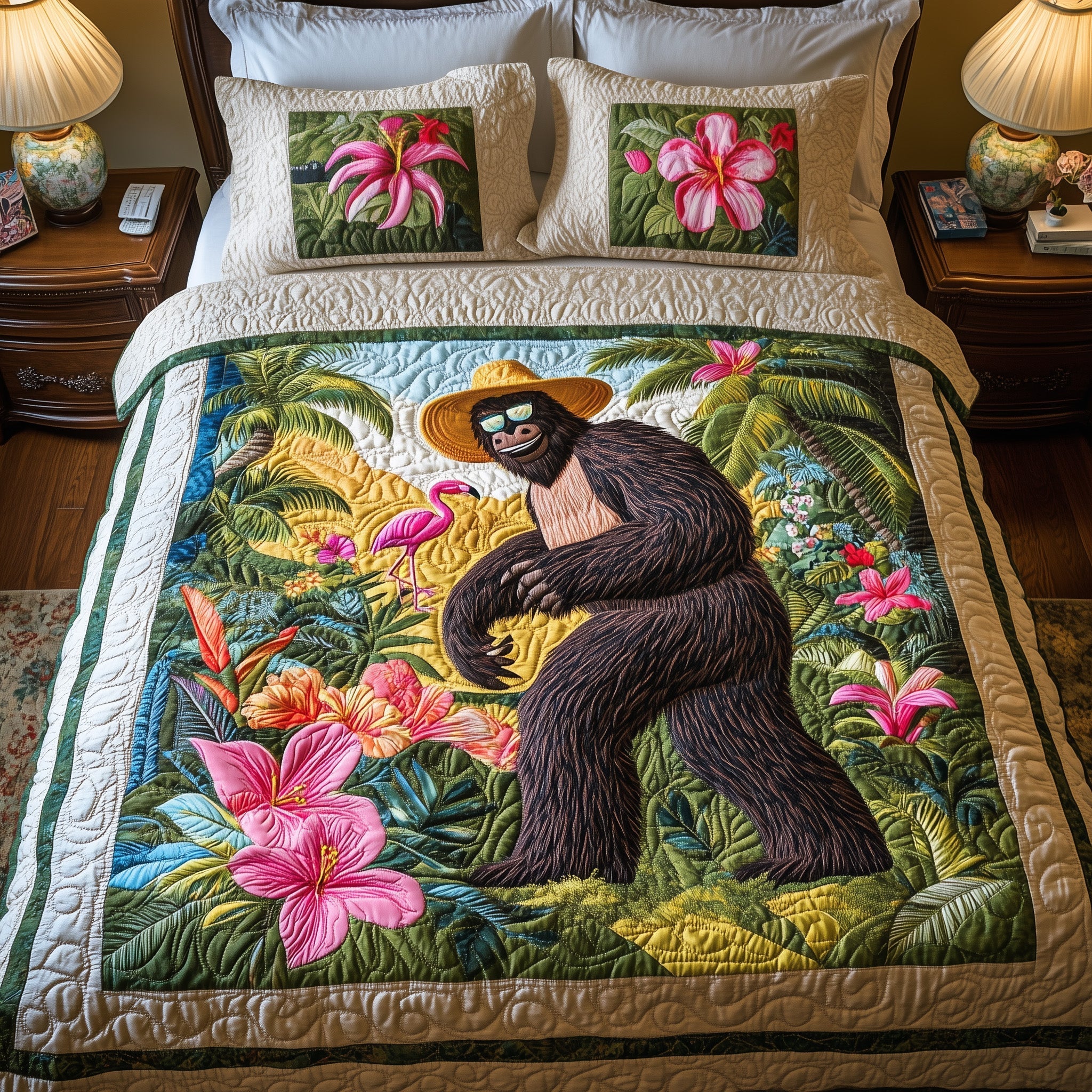 Hawaiian Bigfoot 3-Piece Quilted Bedding Set GFTOTL3214