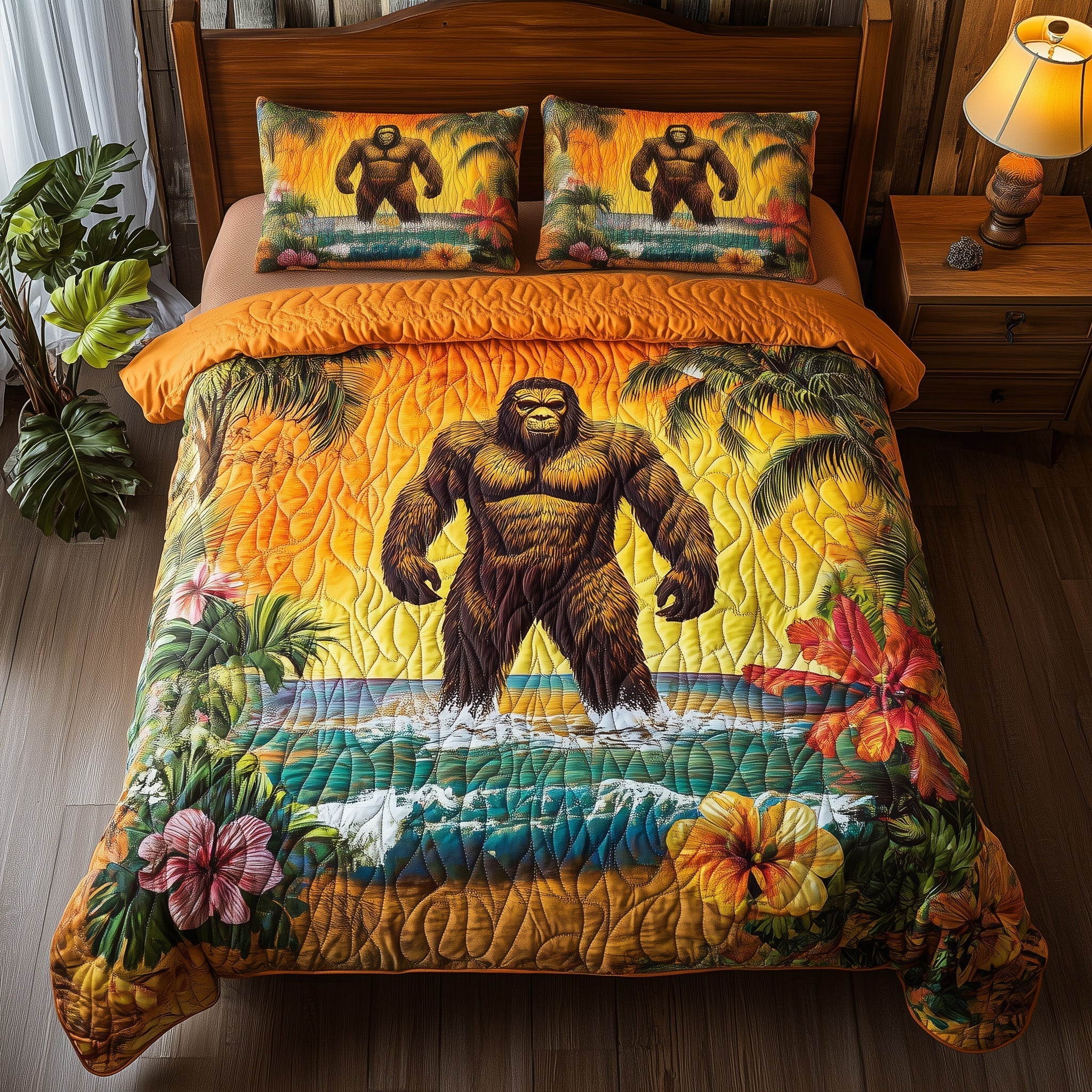 Tropical Bigfoot 3-Piece Quilted Bedding Set GFTOTL3217