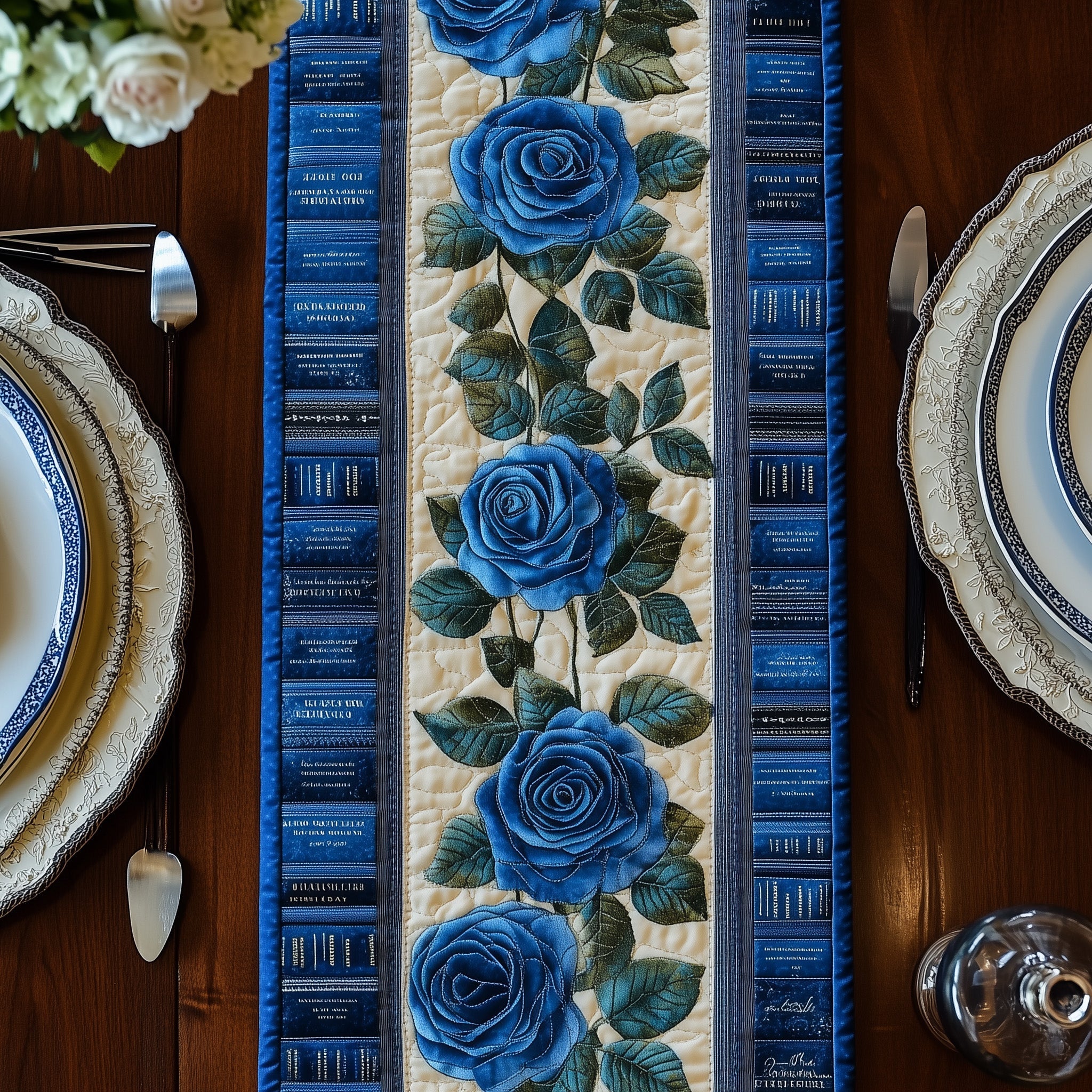 Rose Books Quilted Table Runner GFTOTL3285