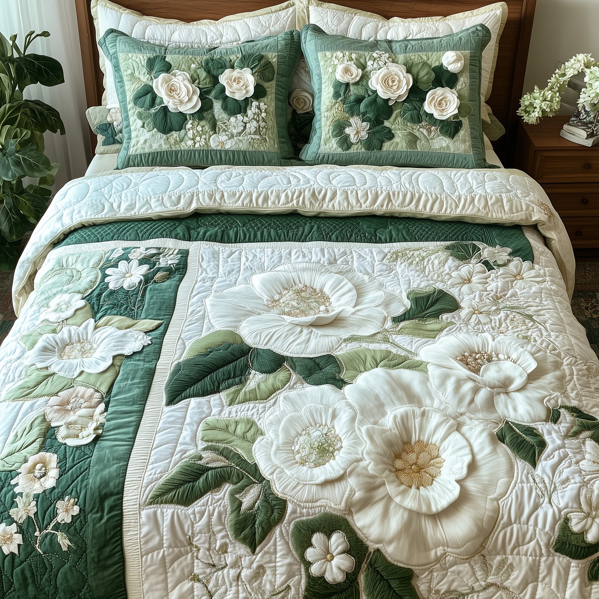 Elegant Blooming Spring 3-Piece Quilted Bedding Set GFTOTL3330