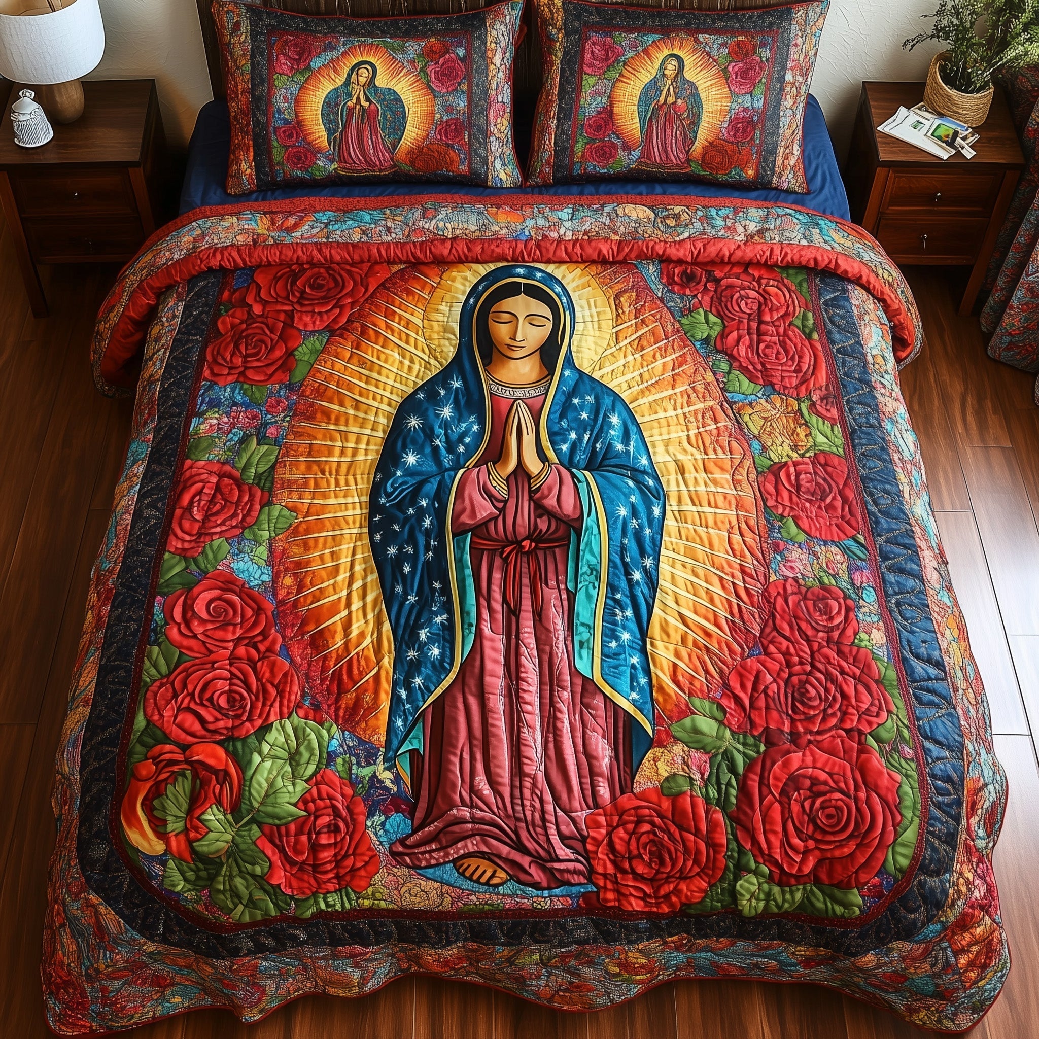 Virgen De Guadalupe 3-Piece Quilted Bedding Set GFTOTL3393