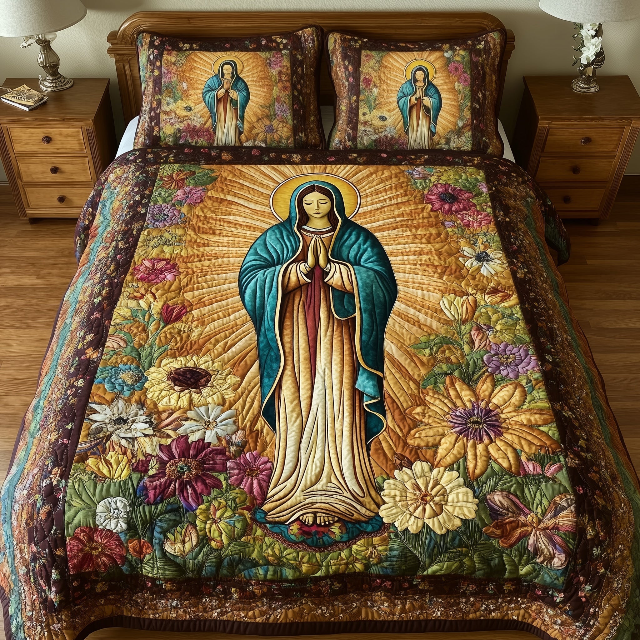 Virgen De Guadalupe 3-Piece Quilted Bedding Set GFTOTL3395