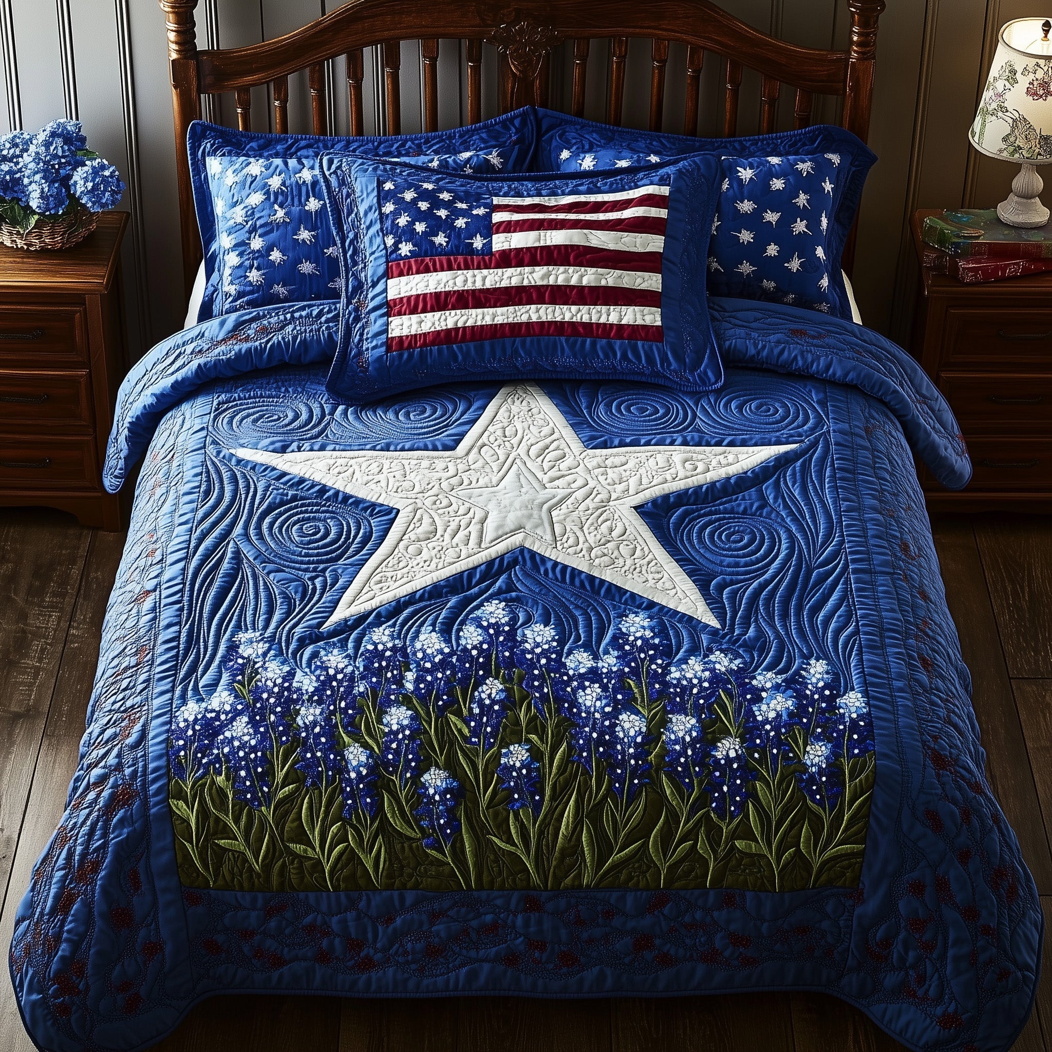 Lone Star Blossoms 3-Piece Quilted Bedding Set GFTOTL3663