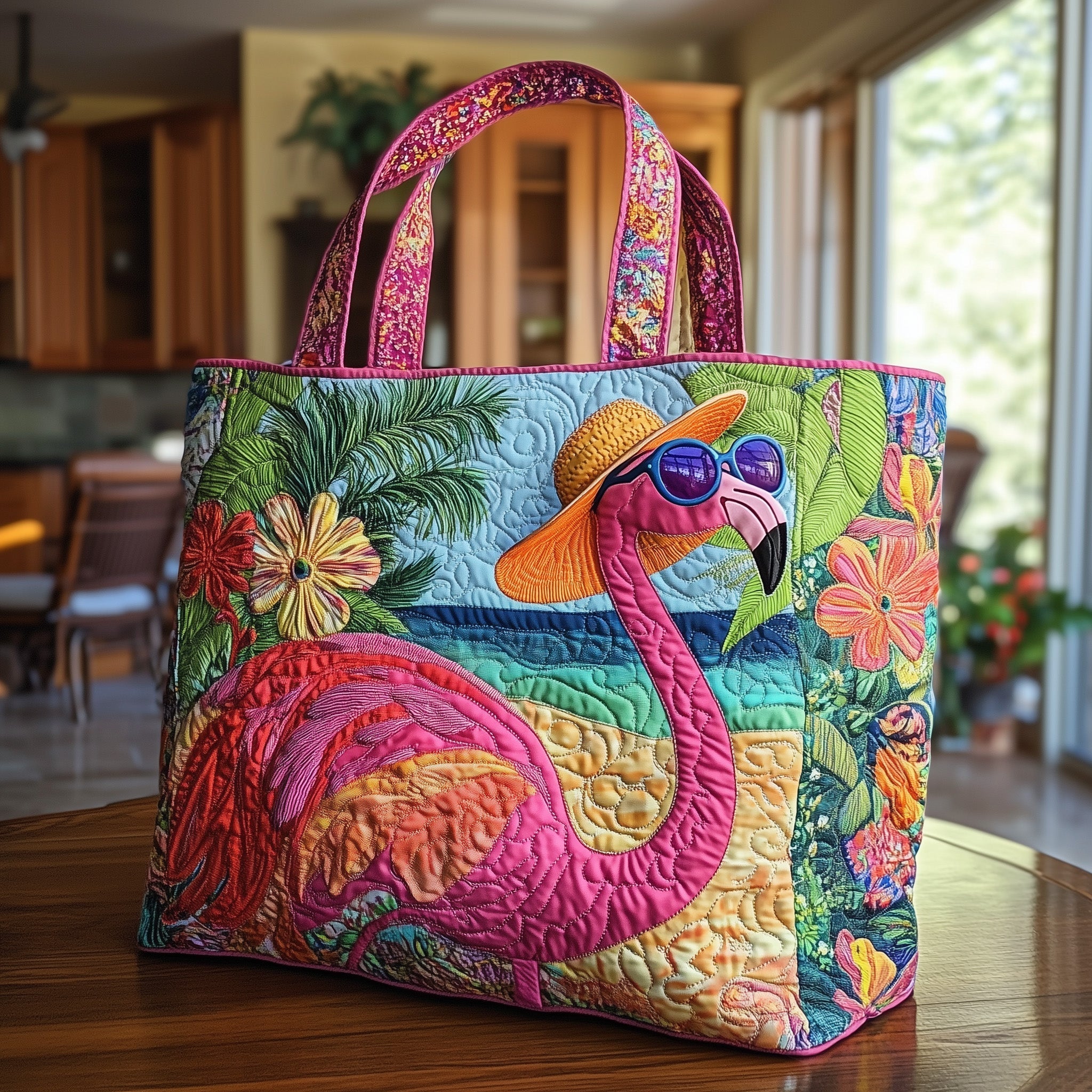 Flamingo Breeze Quilted Tote Bag GFTOTL3757