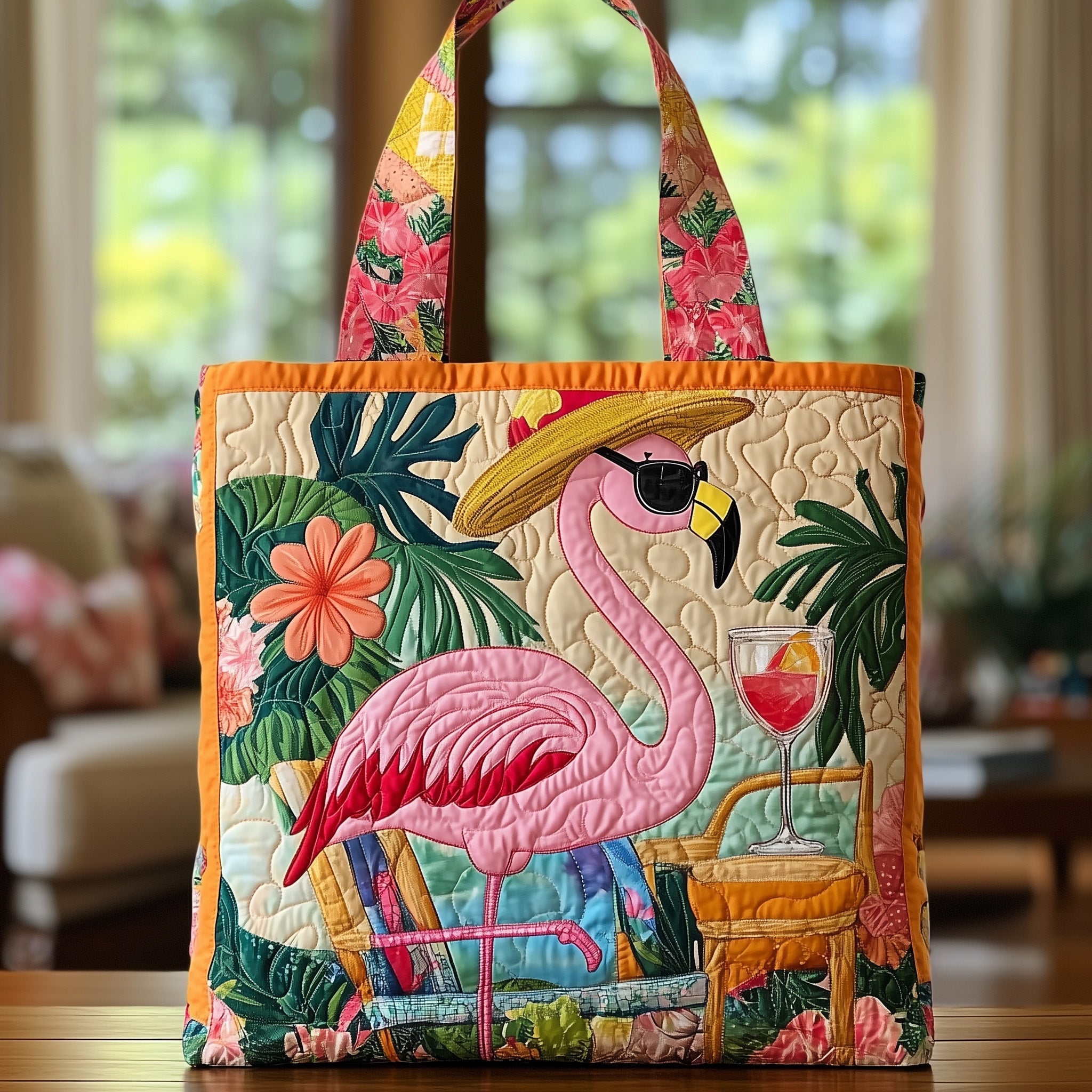 Flamingo Breeze Quilted Tote Bag GFTOTL3759