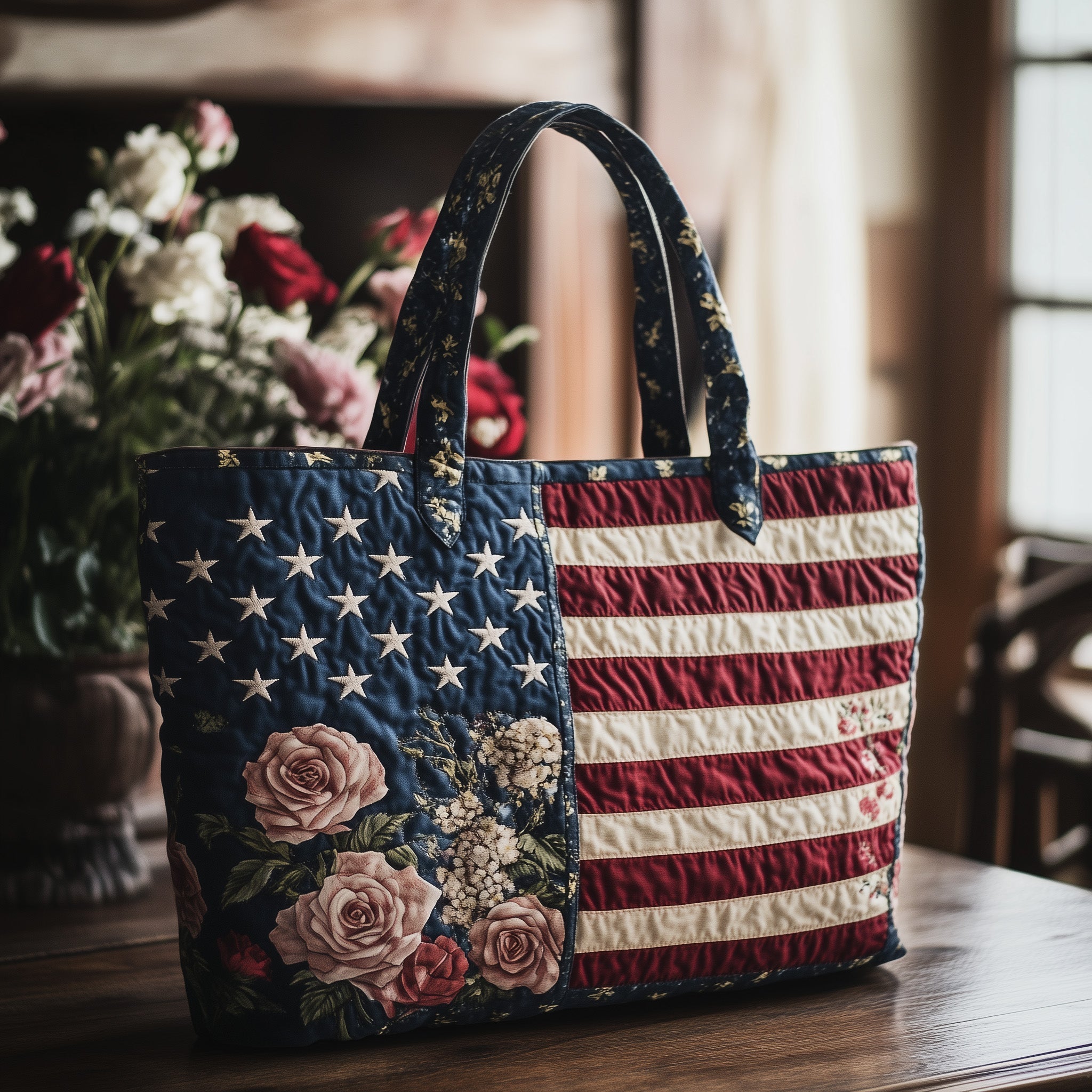 Stars and Petals Forever Quilted Tote Bag GFTOTL3772