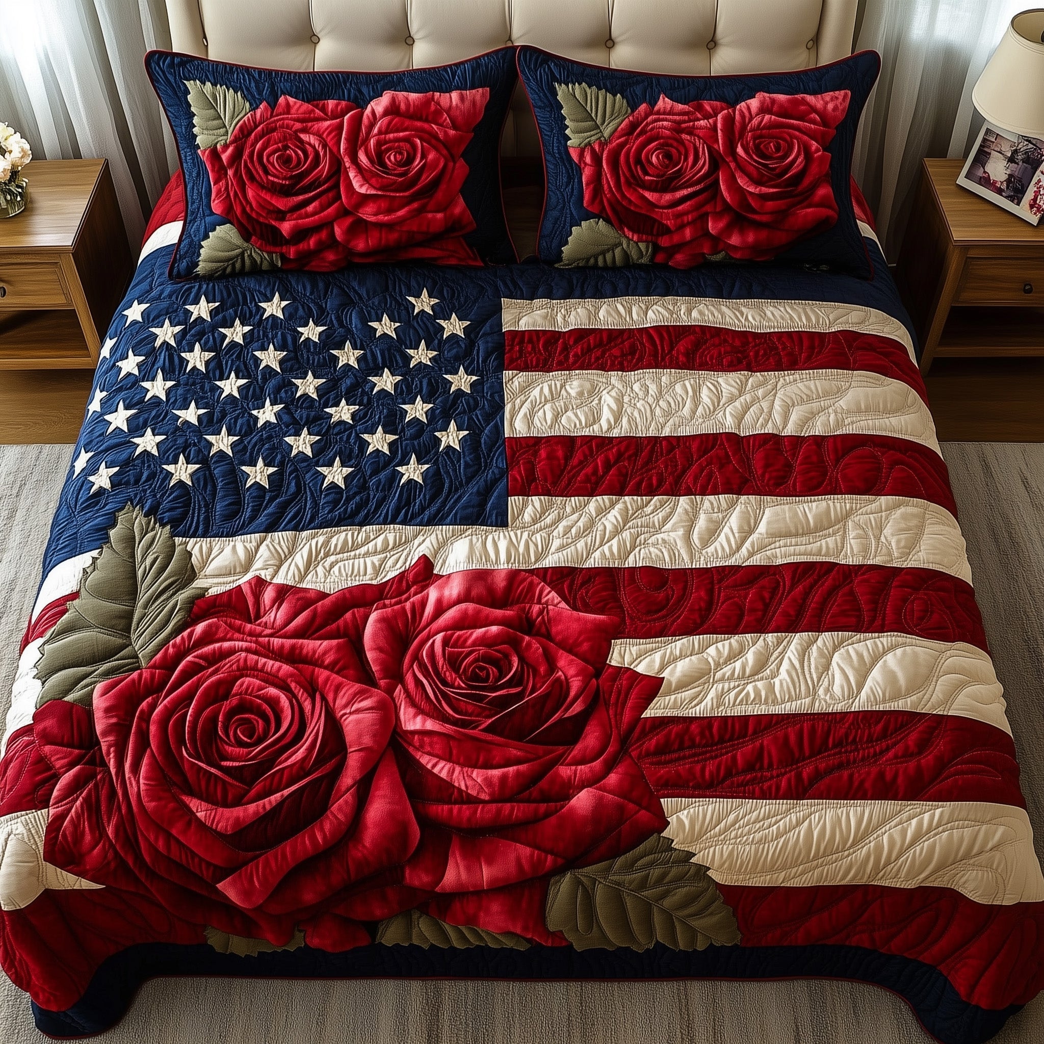 Rose and Glory 3-Piece Quilted Bedding Set GFTOTL3793