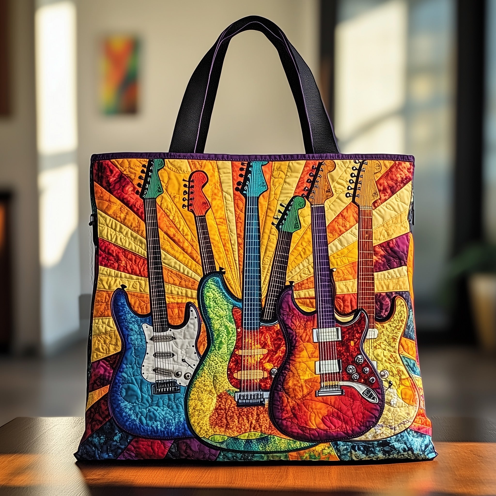 Guitar Sunshine Quilted Tote Bag GFTOTL3806