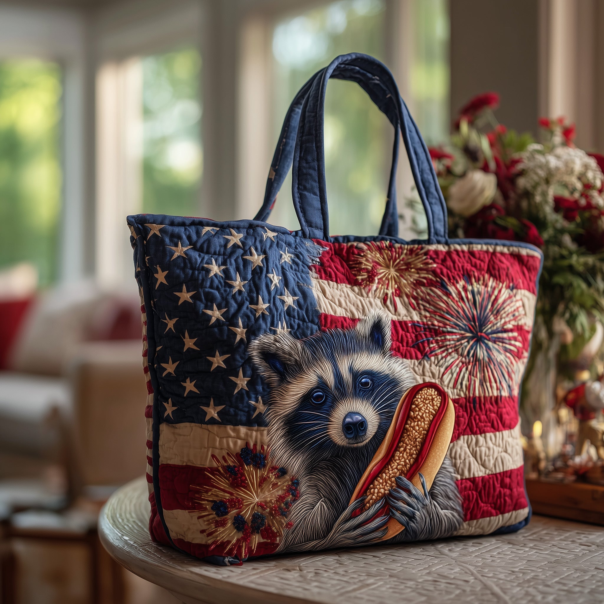 Red White and Feral Quilted Tote Bag GFTOTL3816