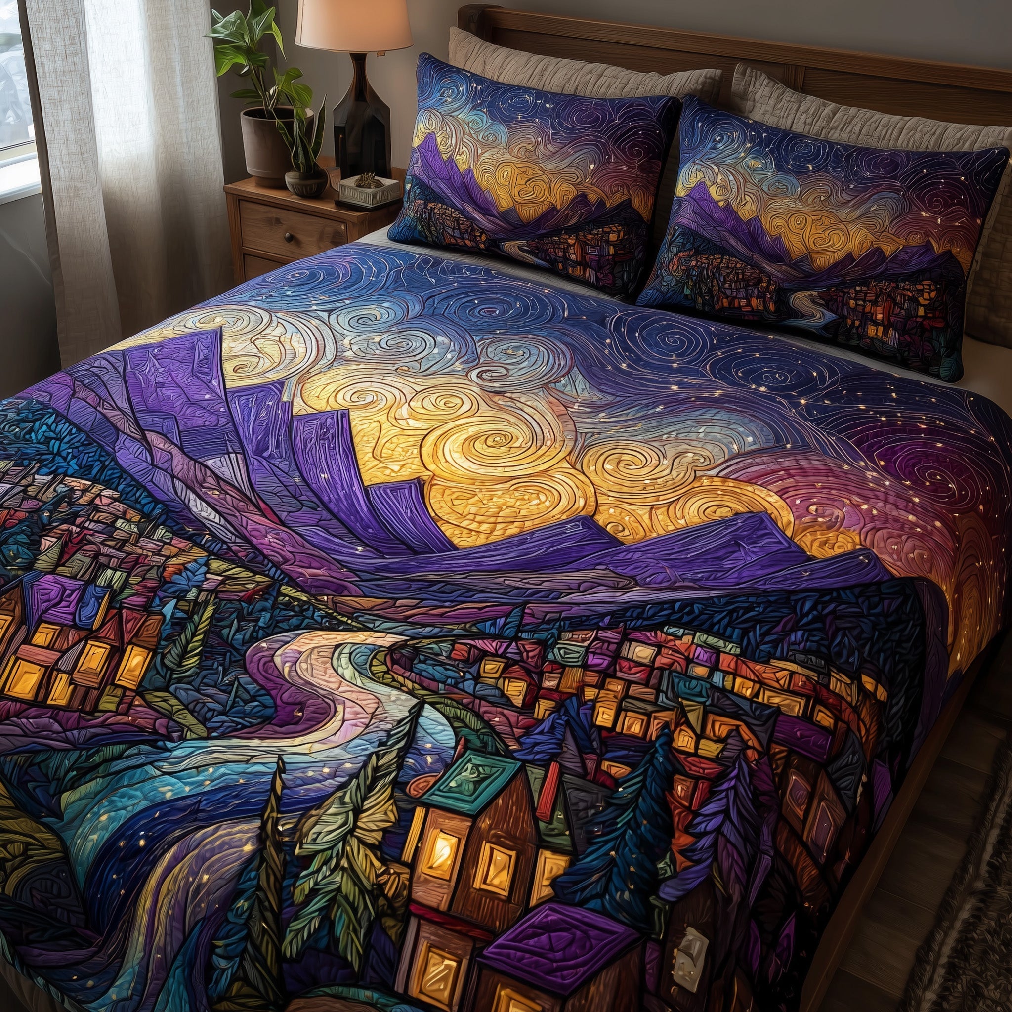 Night Court City of Starlight 3-Piece Quilted Bedding Set GFTOTL3938