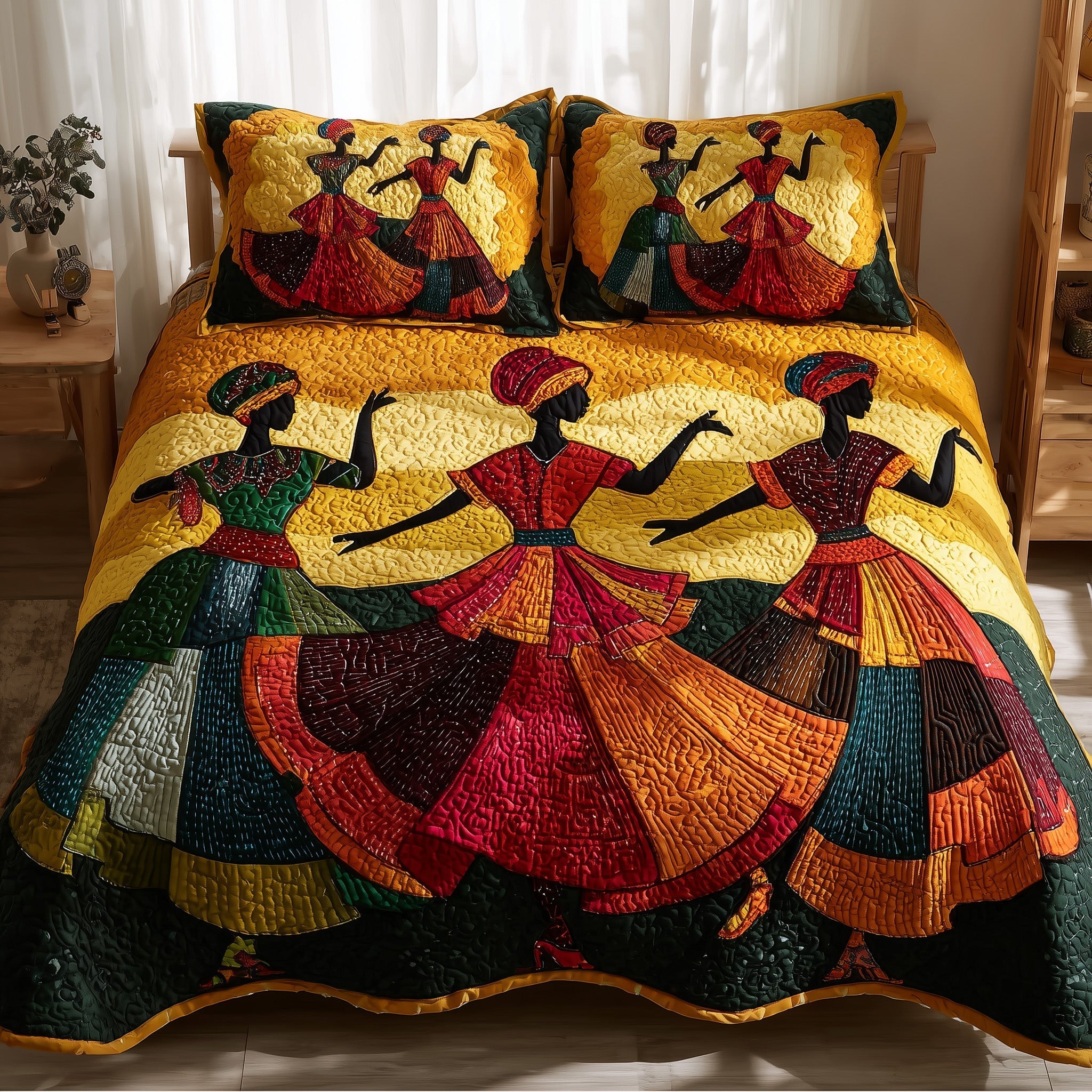 Traditional Dancing 3-Piece Quilted Bedding Set GFTOTL4124