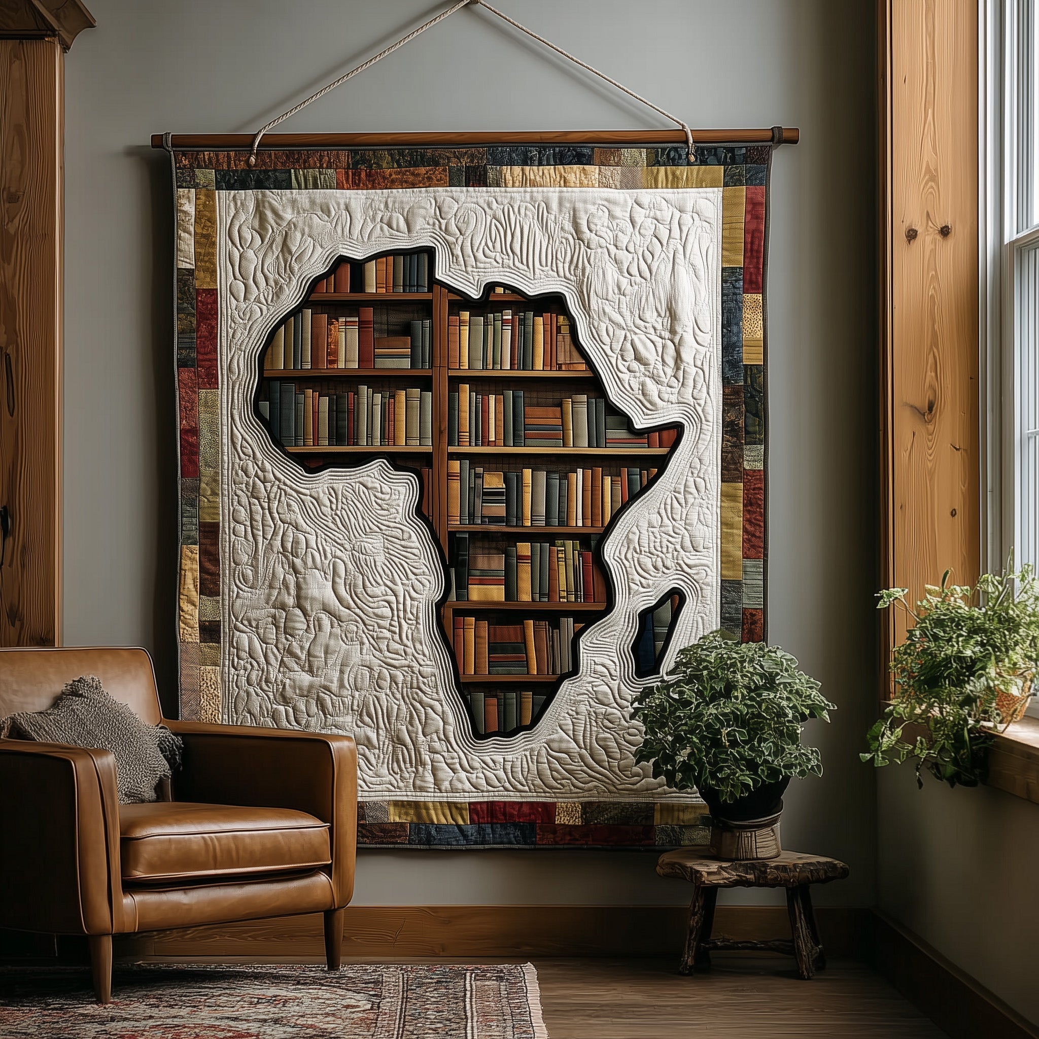 Africa Bookshelf Quilted Blanket GFTOTL4350