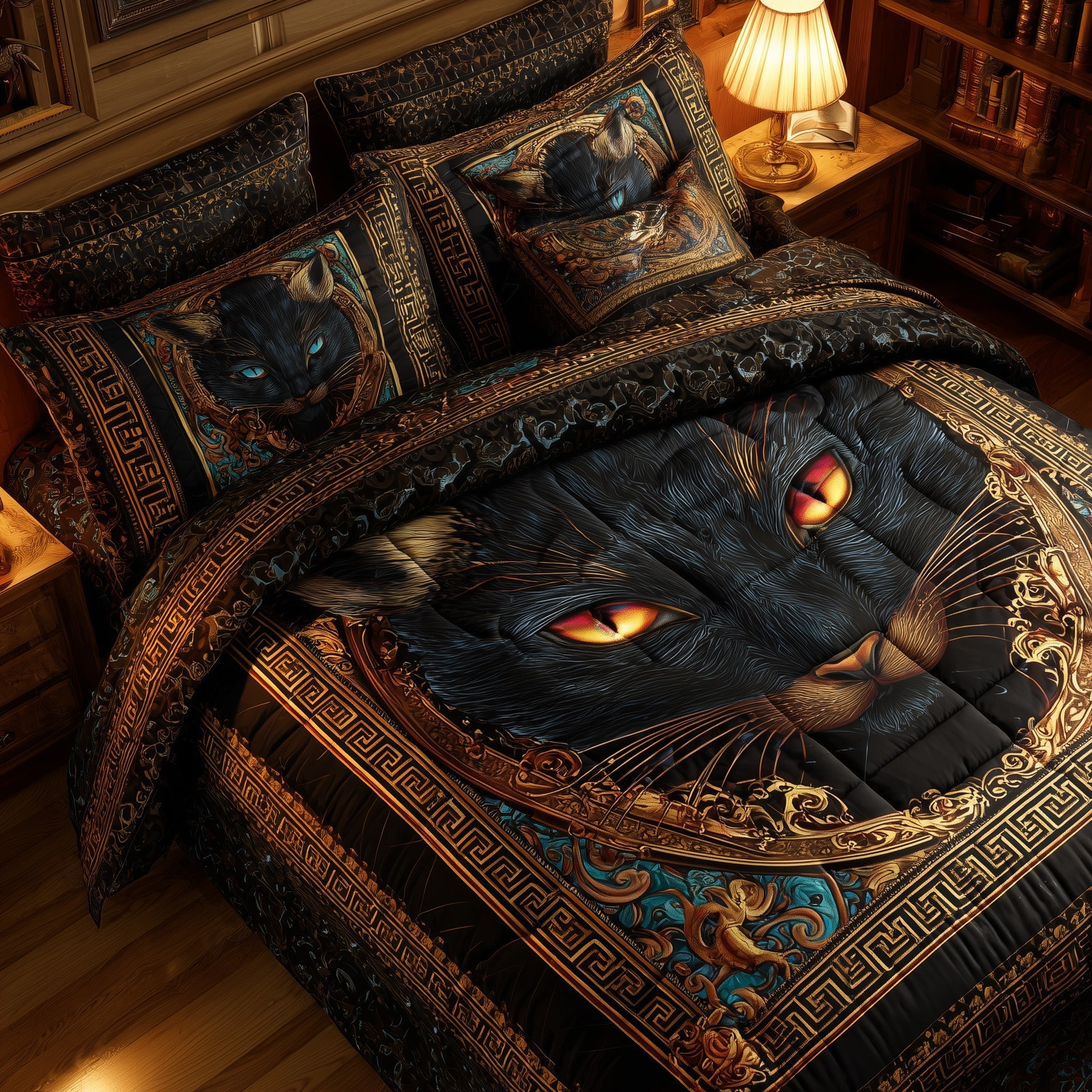 Powerful Cat 3-Piece Quilted Bedding Set GFTOTL4601