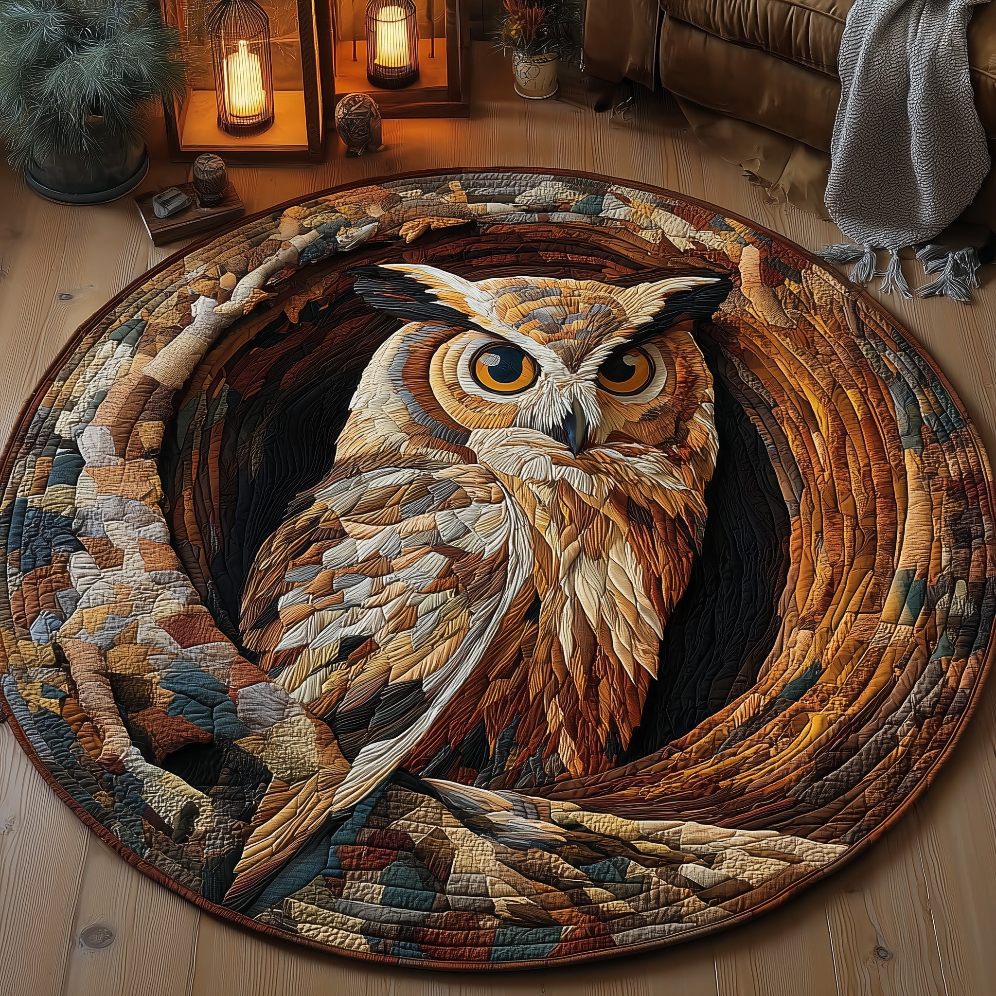 The Hollow Owl Quilted Round Mat GFTOTL4675