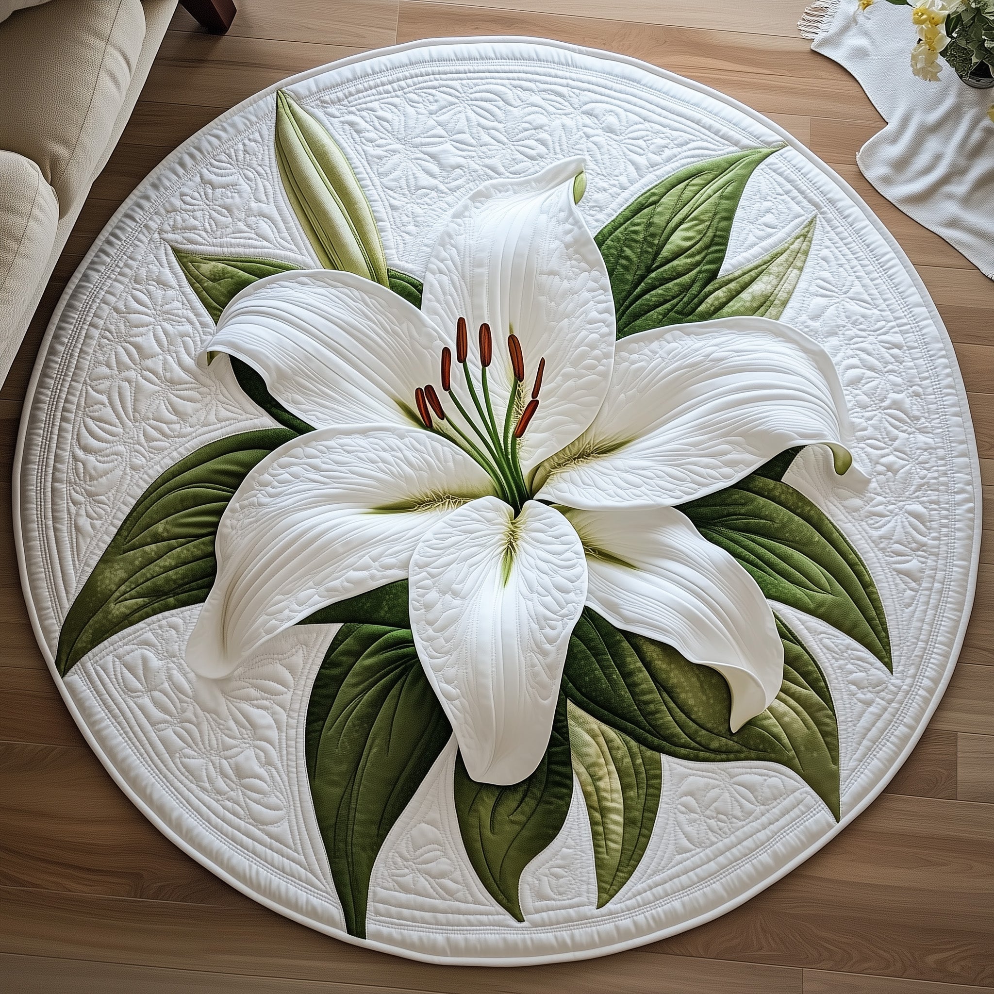 Elegant Blooms Quilted Round Mat GFTOTL5066