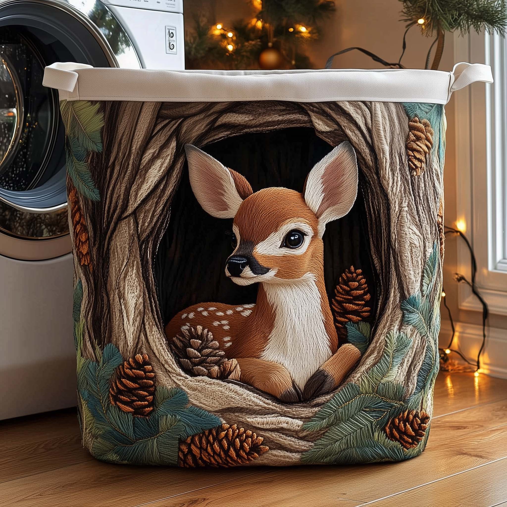 Deerwood Hideaway Quilted Laundry Basket GFTOTL5241