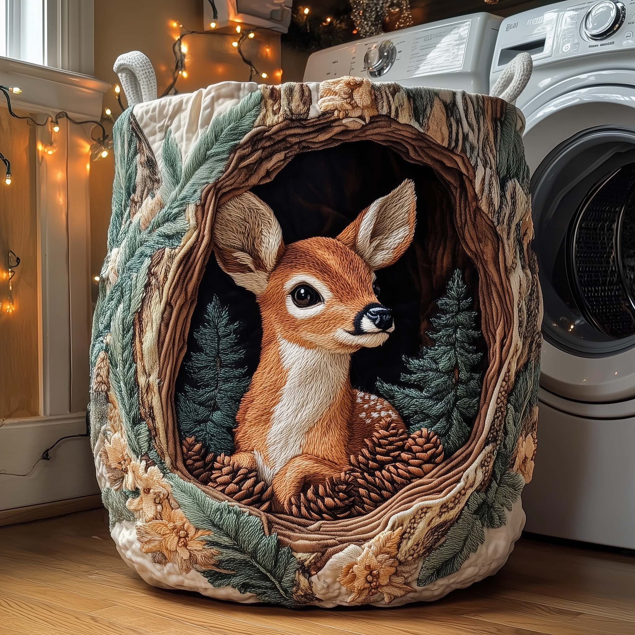 Deerwood Hideaway Quilted Laundry Basket GFTOTL5244