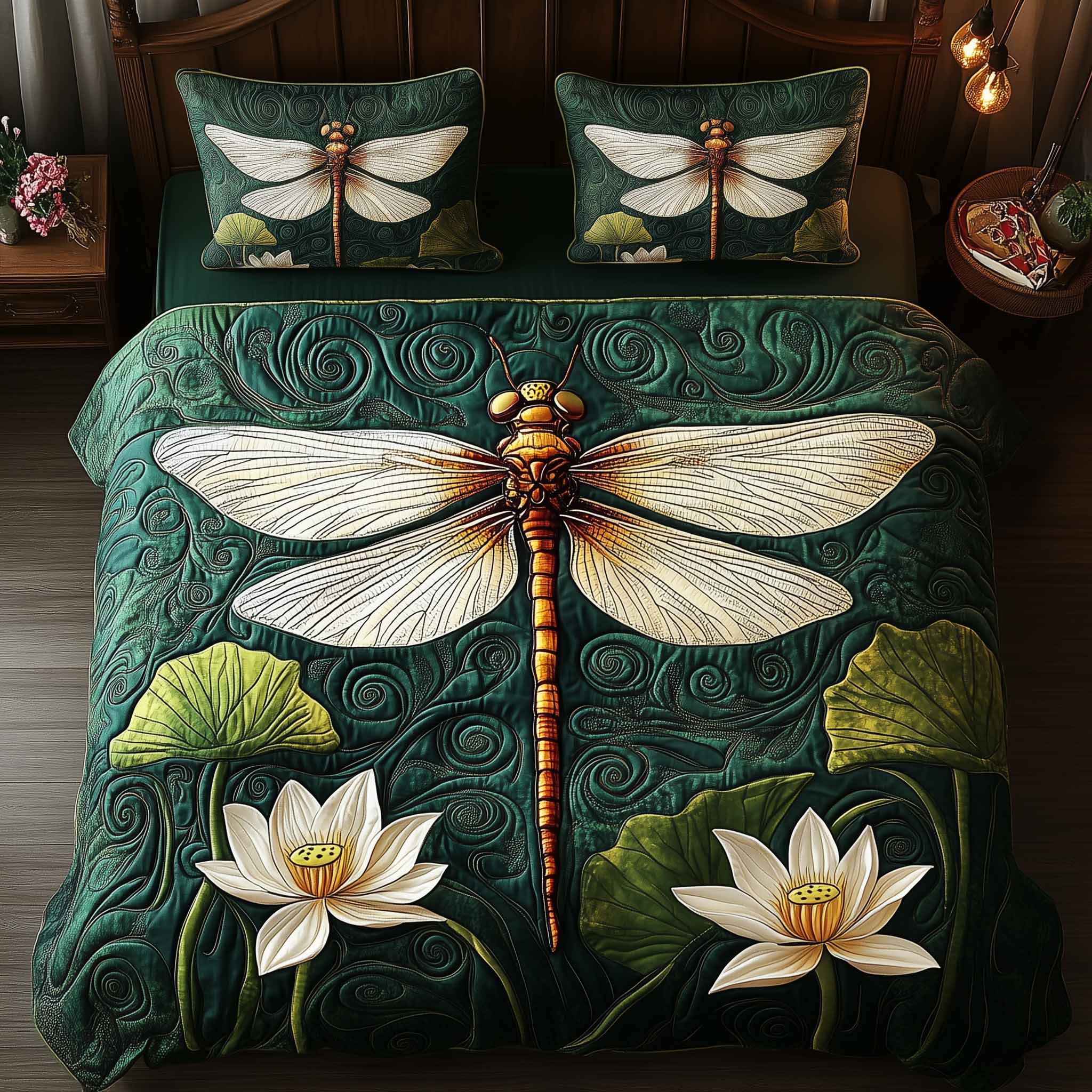 Dragonfly Glow 3-Piece Quilted Bedding Set GFTOTL5328