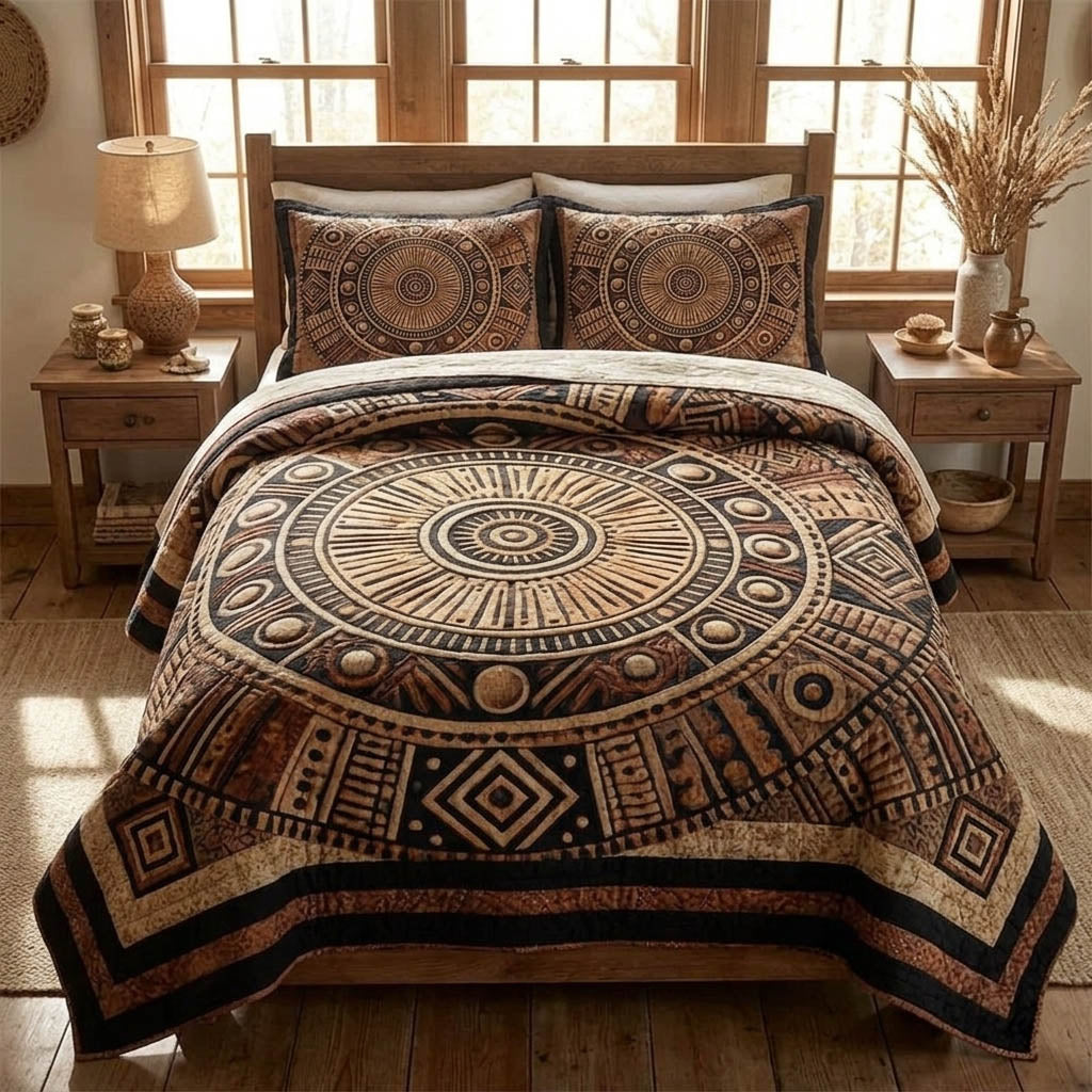 African Heritage 3-Piece Quilted Bedding Set GFTOTL5352