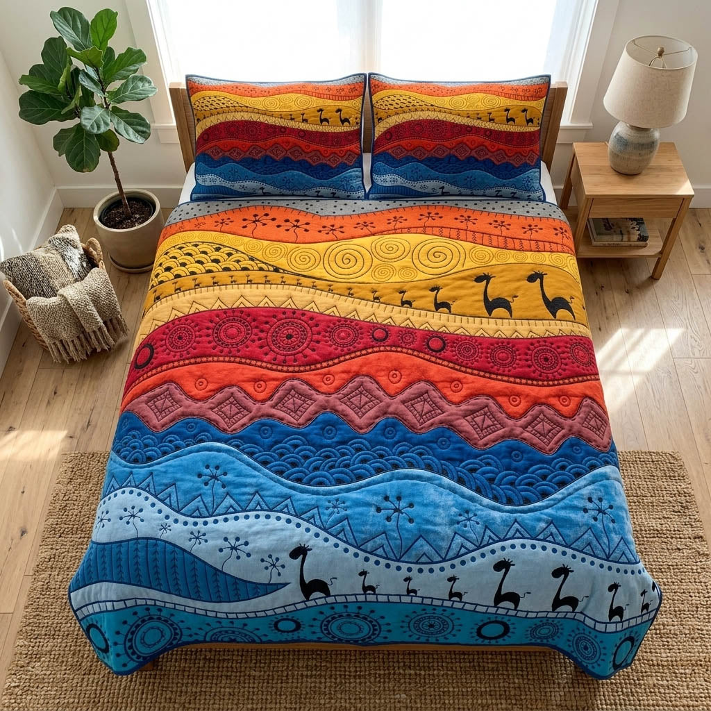 African Heritage 3-Piece Quilted Bedding Set GFTOTL5430