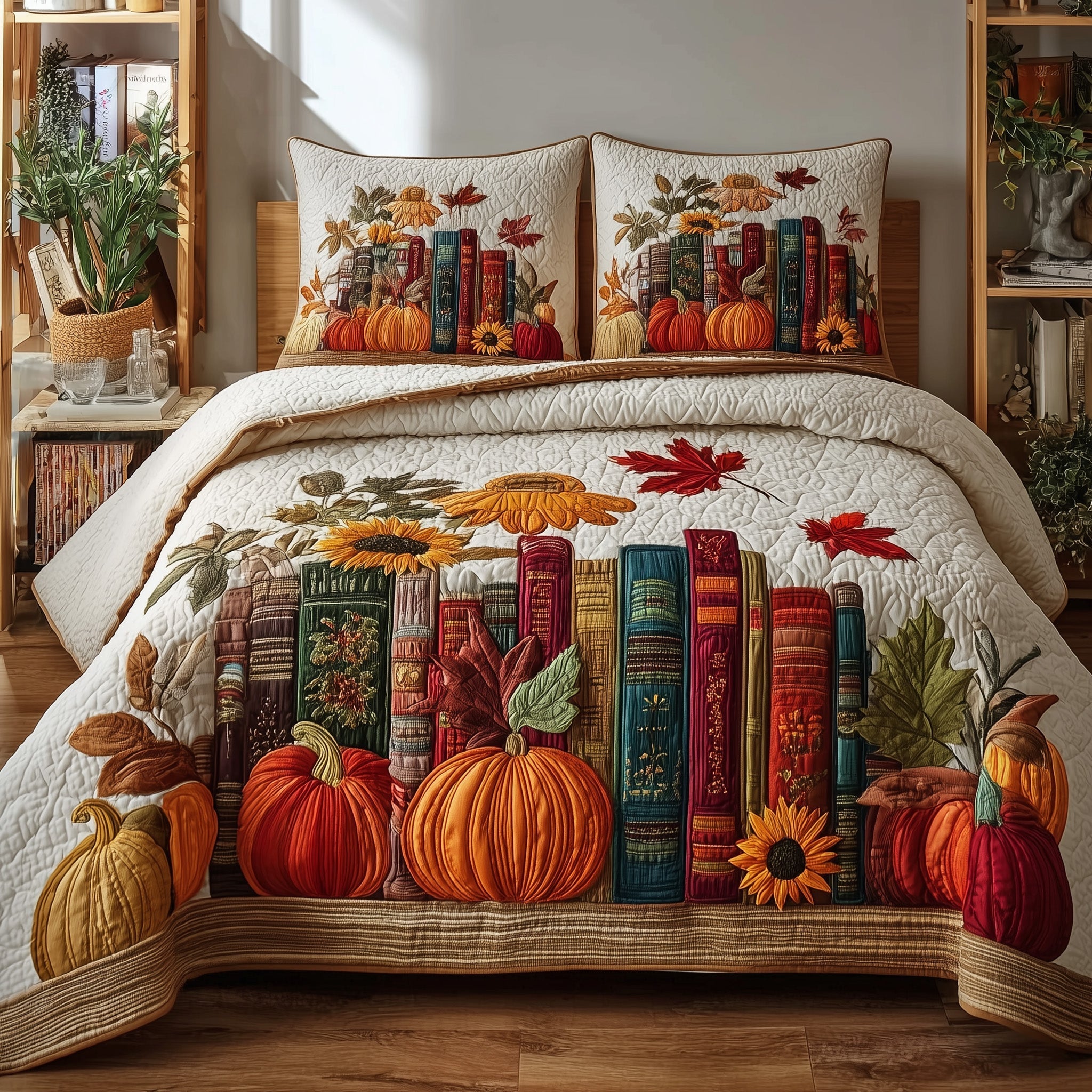 Autumn Library 3-Piece Quilted Bedding Set GFTOTP10113