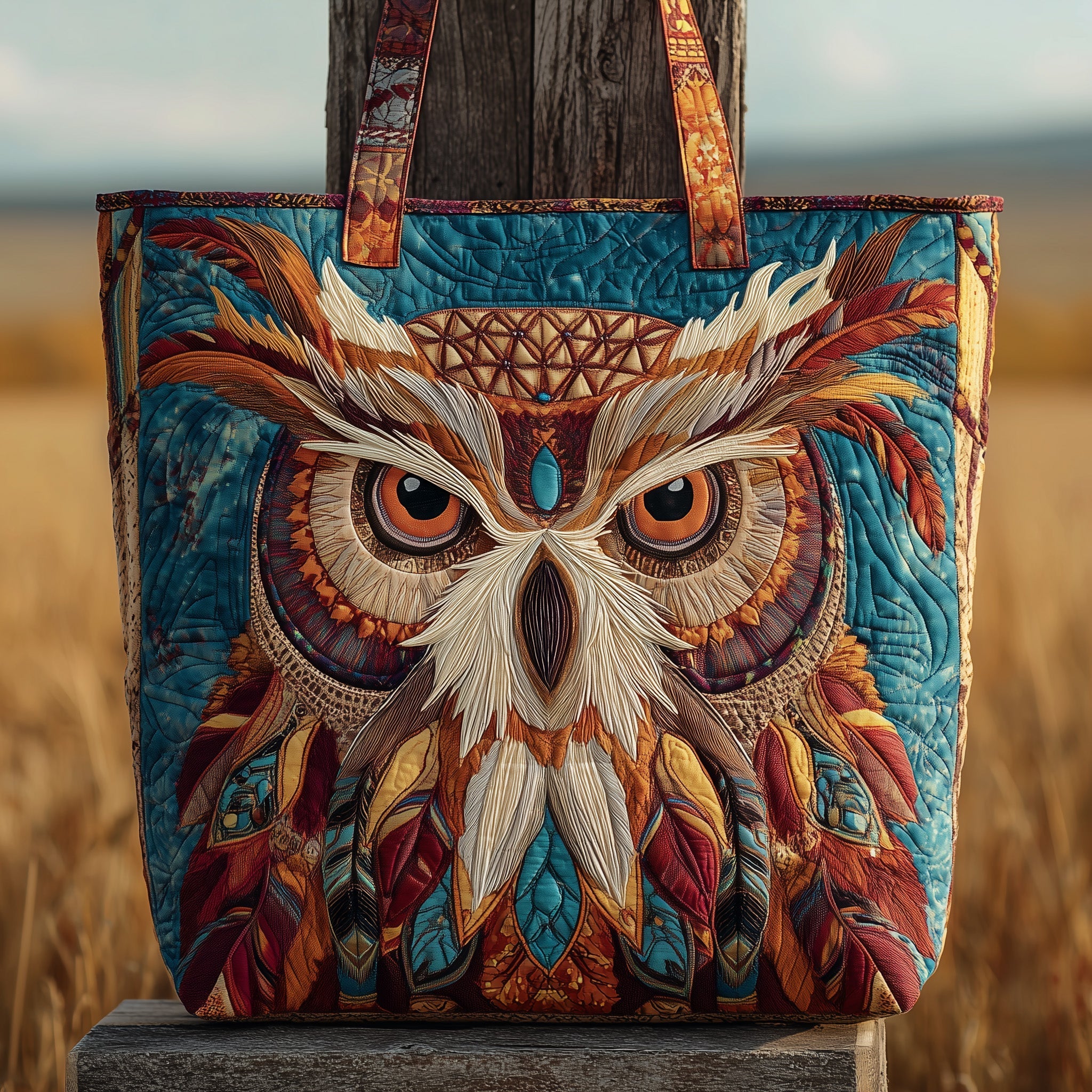 Native Owl Quilted Tote Bag GFTOTP10166